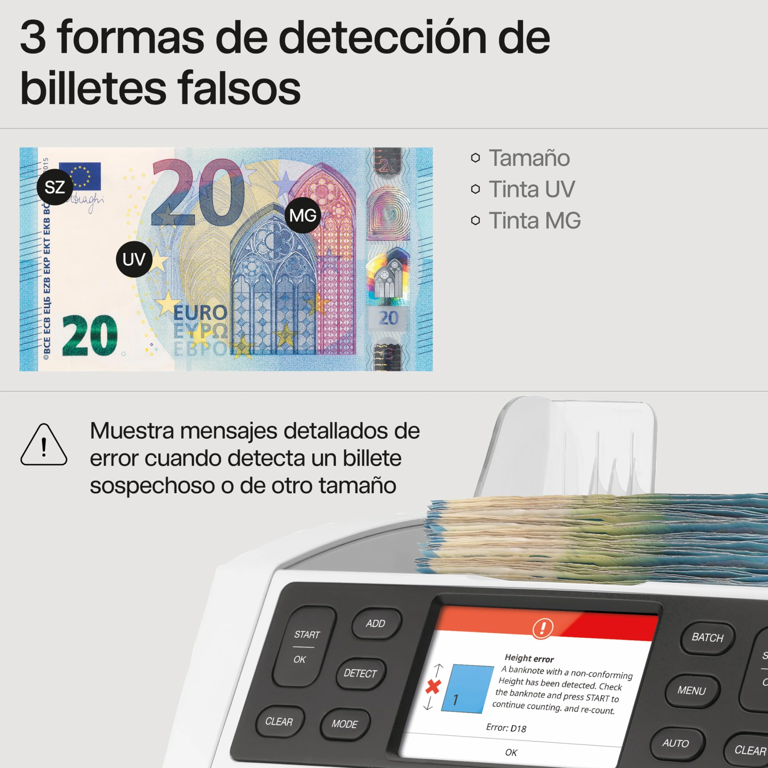 Safescan 2850 Contadora de billetes clasificados detectora de billetes falsos 3 puntos máquina contar billetes interfaz multilingüe