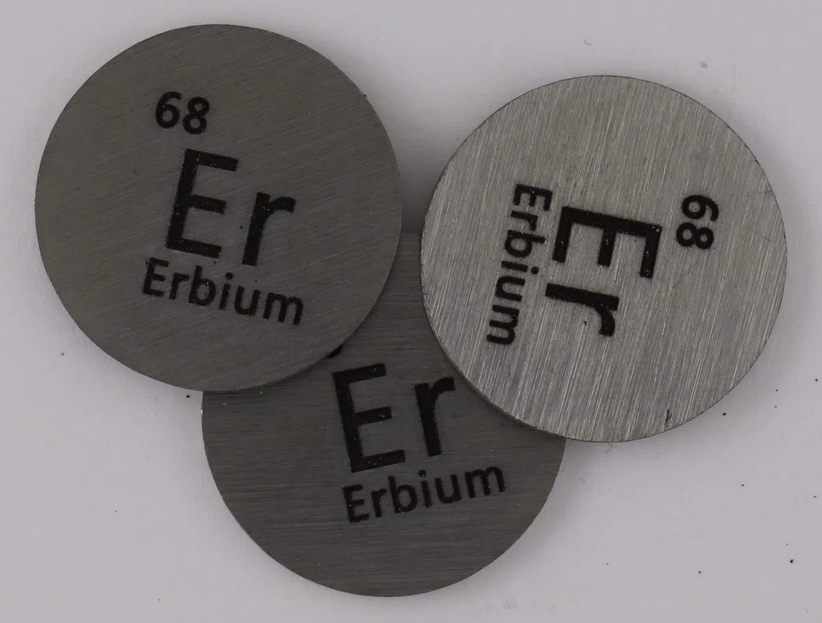 Erbium (Er) Disco de metal de 24,26 mm, 99,9% puro para colección o experimentos