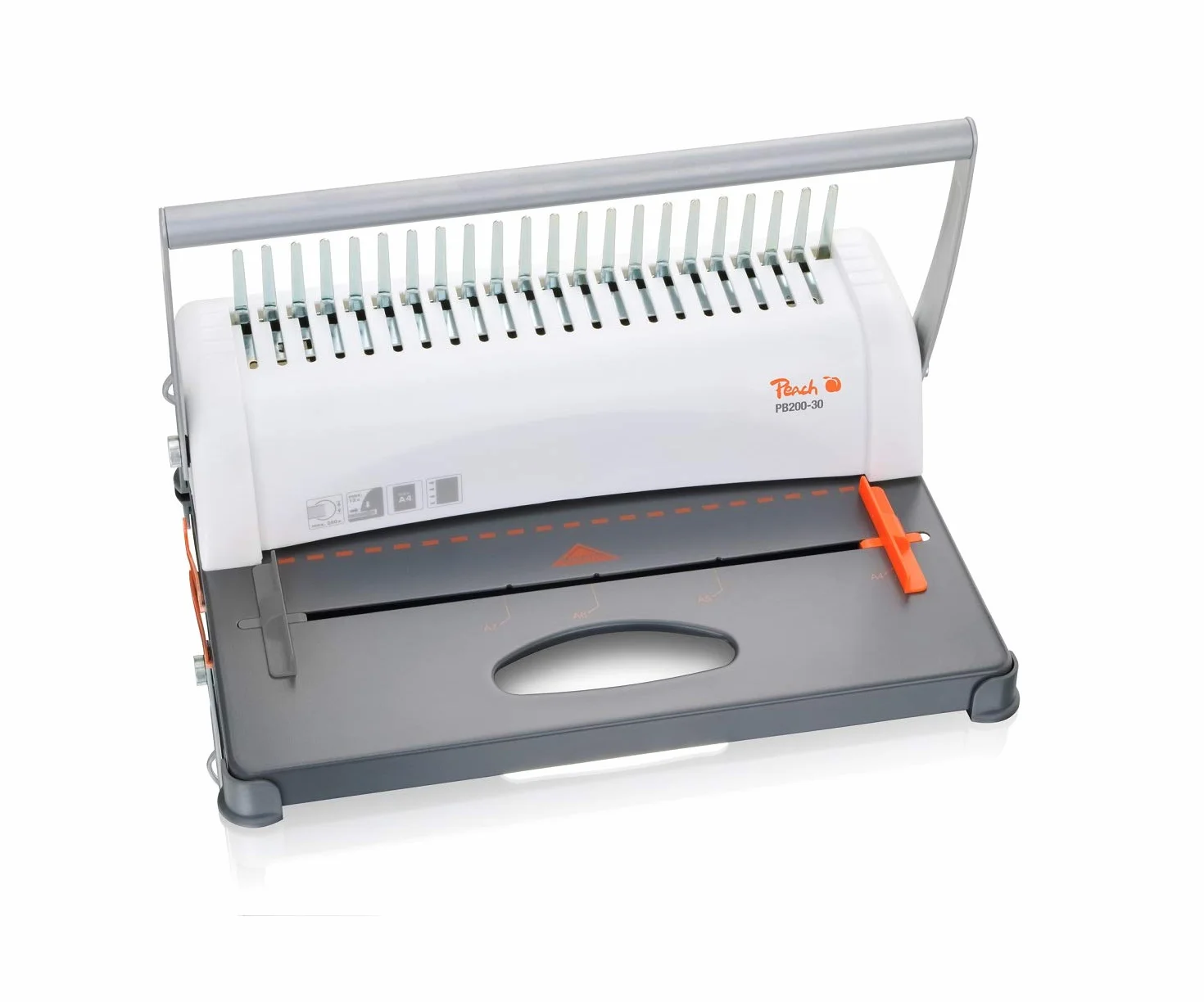 Peach Encuadernadora para plástico PB200-30 | Star Binder Pro - formato A4 | ganador de precio-rendimiento | encuaderna 350 hojas | canutillo máx. 38 mm. Capacidad de perforación 12 hojas. Incluye set inicial de 15 piezas