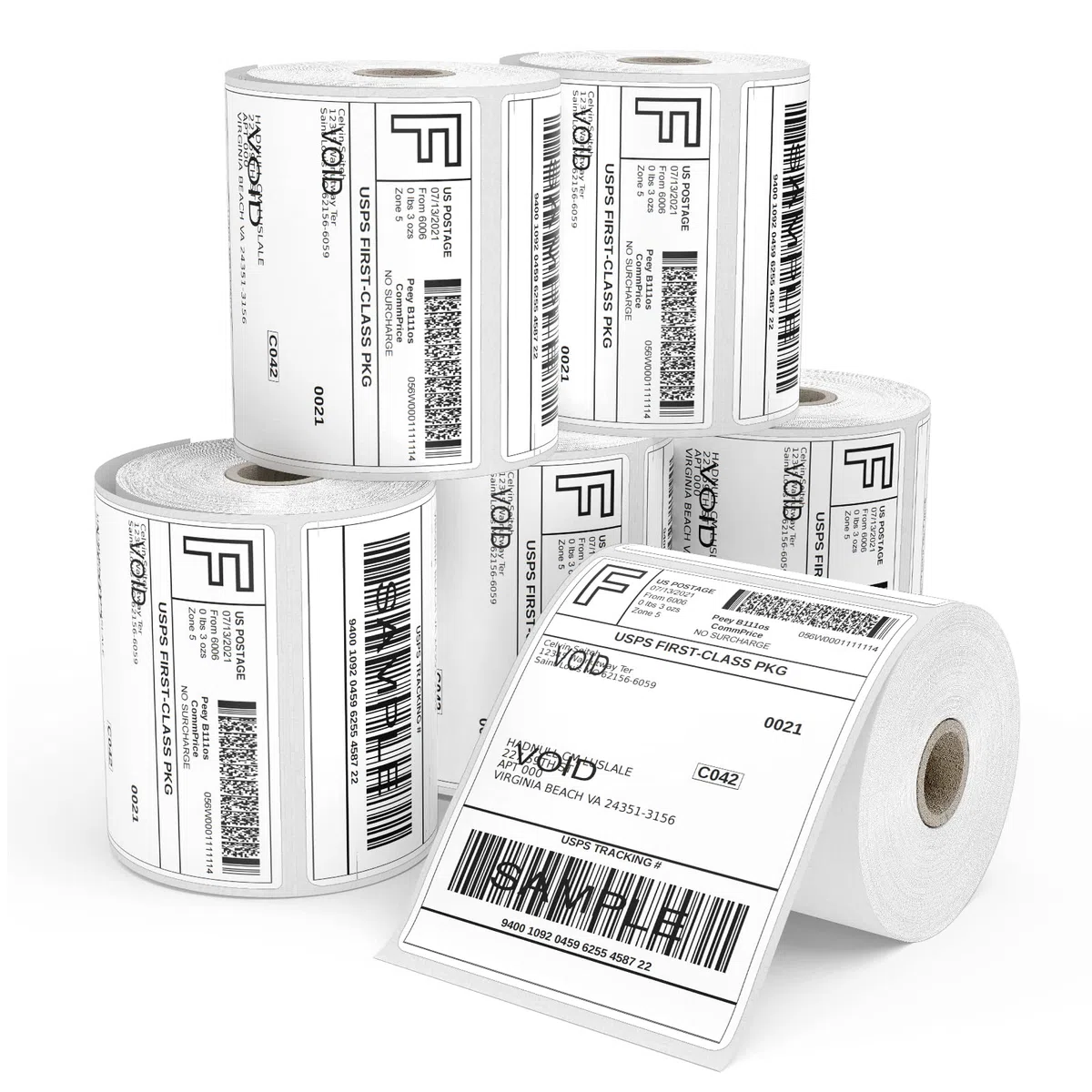 Etiquetas térmicas de 101 x 152 mm, 6 rollos directos (6 etiquetas térmicas pegatinas de 101 x 152 mm)