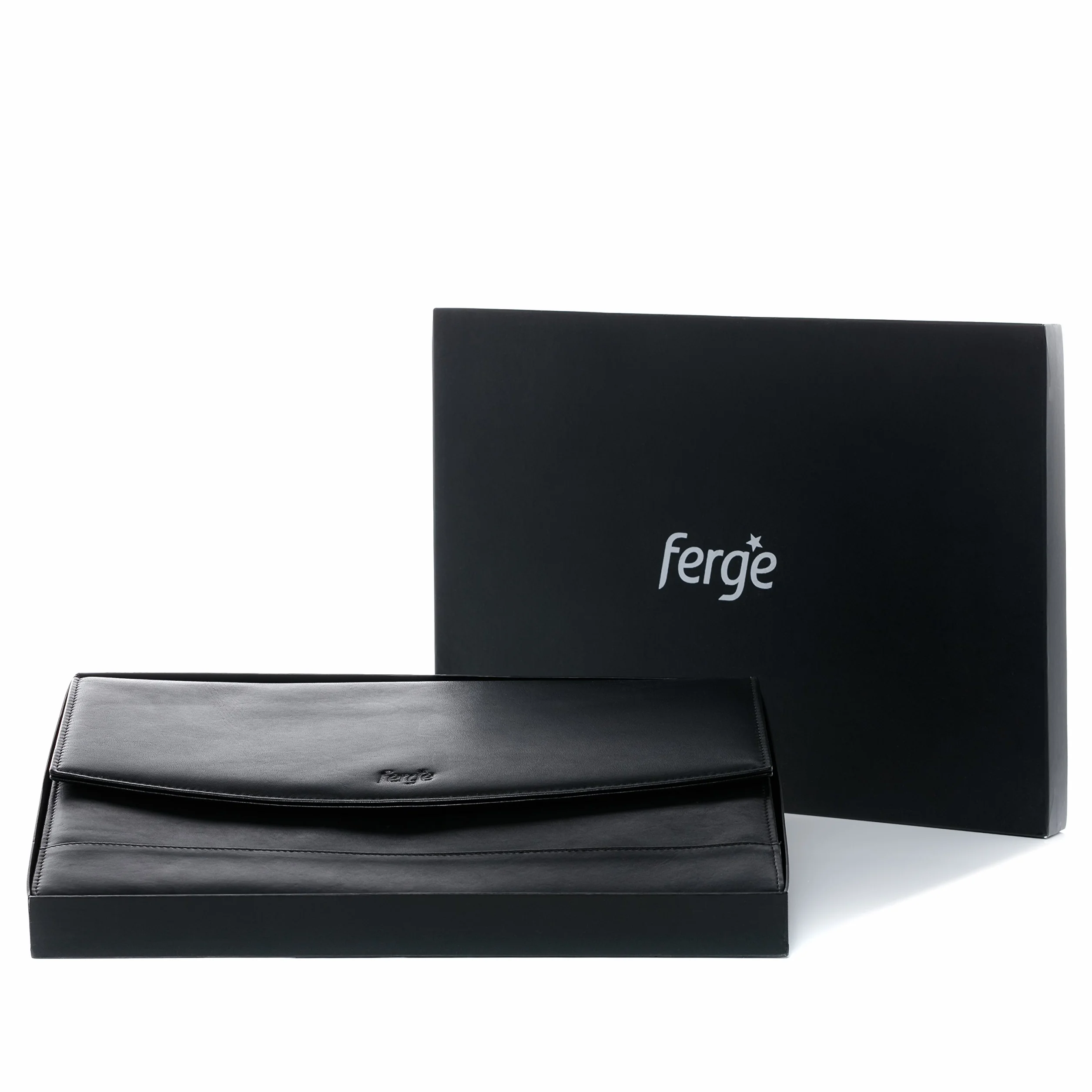 FERGÉ Portadocumentos Formato A5 Cuero I Carpeta para Documentos I Funda para Documentos Todd Negro Hecho a Mano