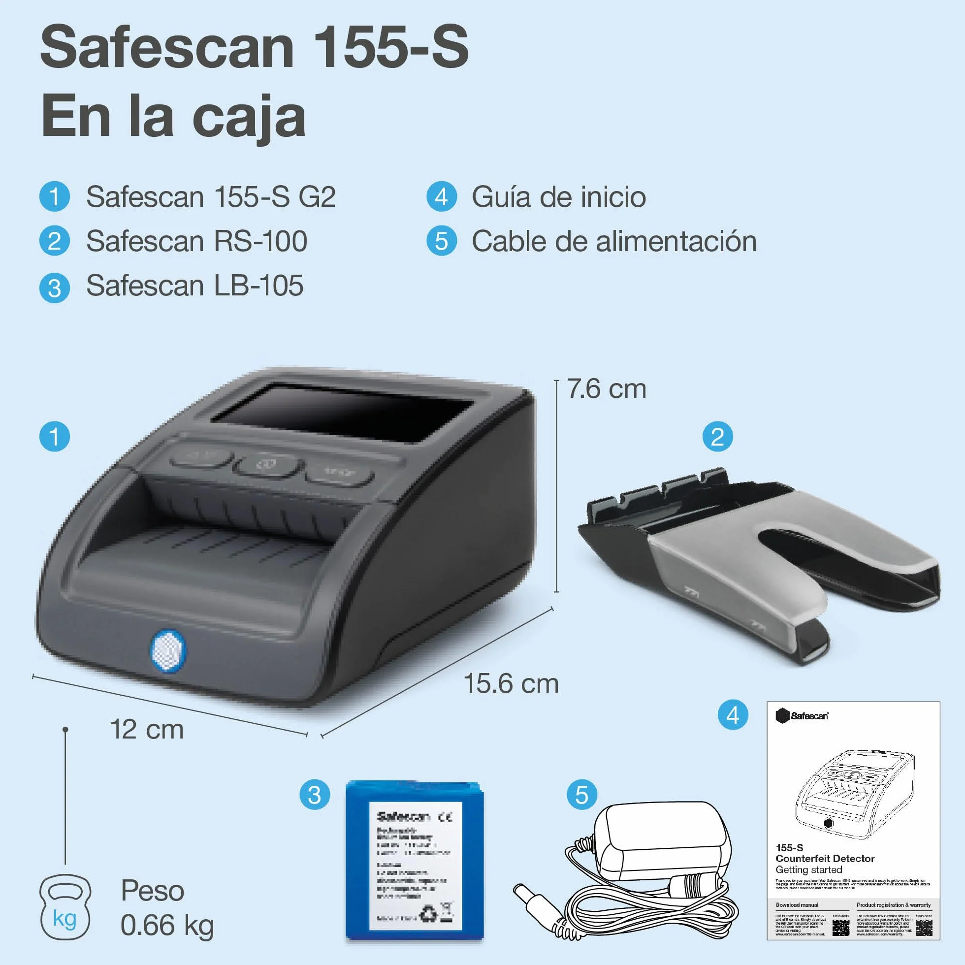 Safescan 155-S detector de billetes falsos portátil 7 puntos de detección