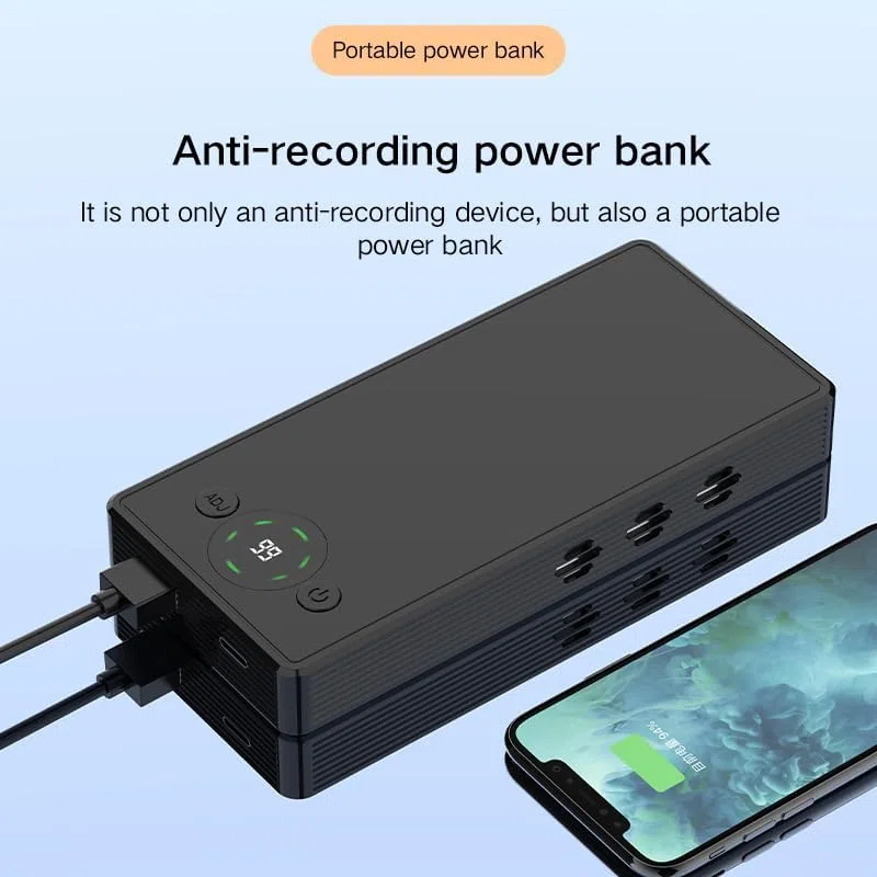 Bloqueador de grabación de audio con control remoto, alcance de 50 m, evita la grabación de audio no autorizada para reuniones de negocios, entrevistas, conferencias y protección de la privacidad