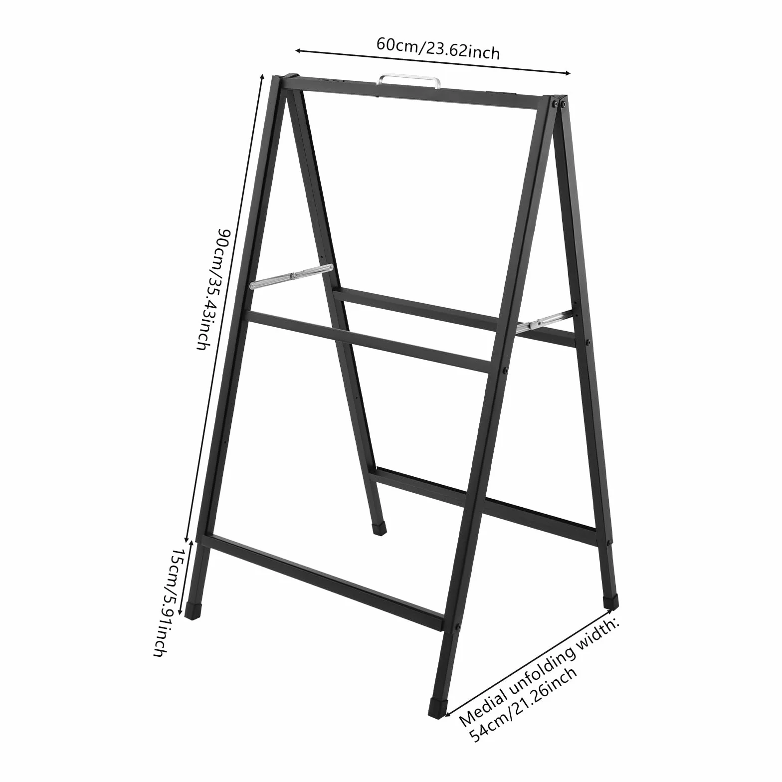 Tope de cliente, 4 unidades, soporte para carteles de doble cara y estable, expositor publicitario para publicidad, chapa de acero revestida (60 x 90 cm)