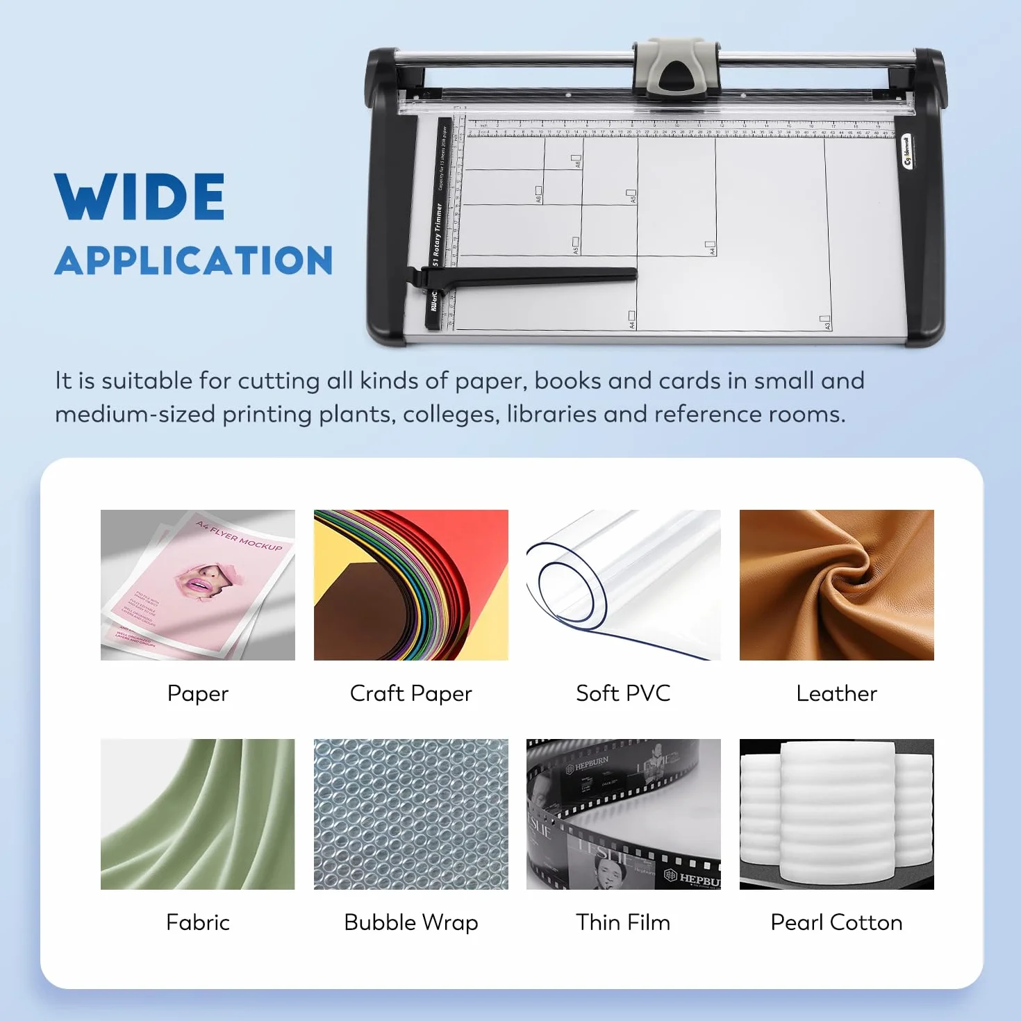 CGOLDENWALL A3 Cortador de Papel Industrial 15 Hojas Capacidad, con Regla Lateral, Medición Rejilla de A3-A6 y Protección de Seguridad, Massicot Disco Rotativa para Papel, Foto, Papel Artesanal, PVC