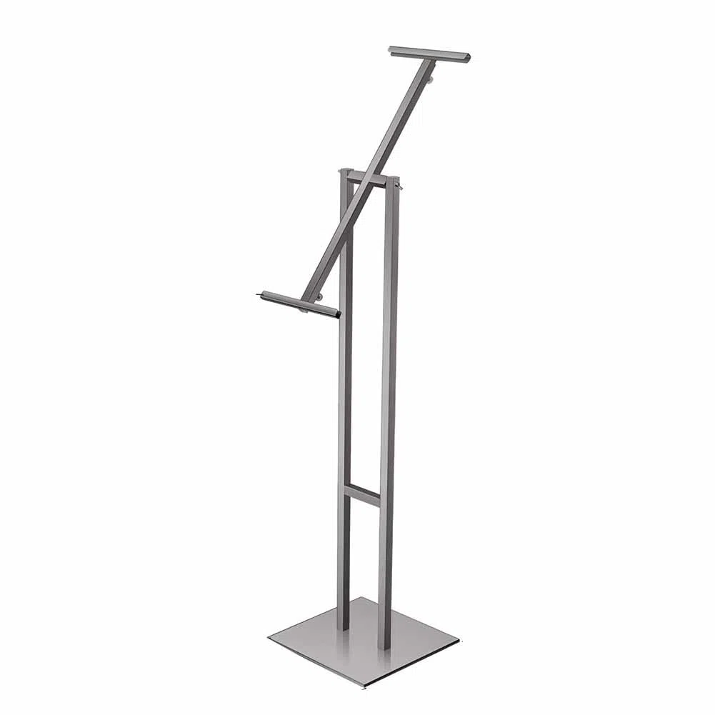Soporte for letreros - Paquete de 1 soporte ajustable de alta resistencia, altura de hasta 57" - Soportes de piso for carteles, pizarras, espuma y pancartas(Black Silver)
