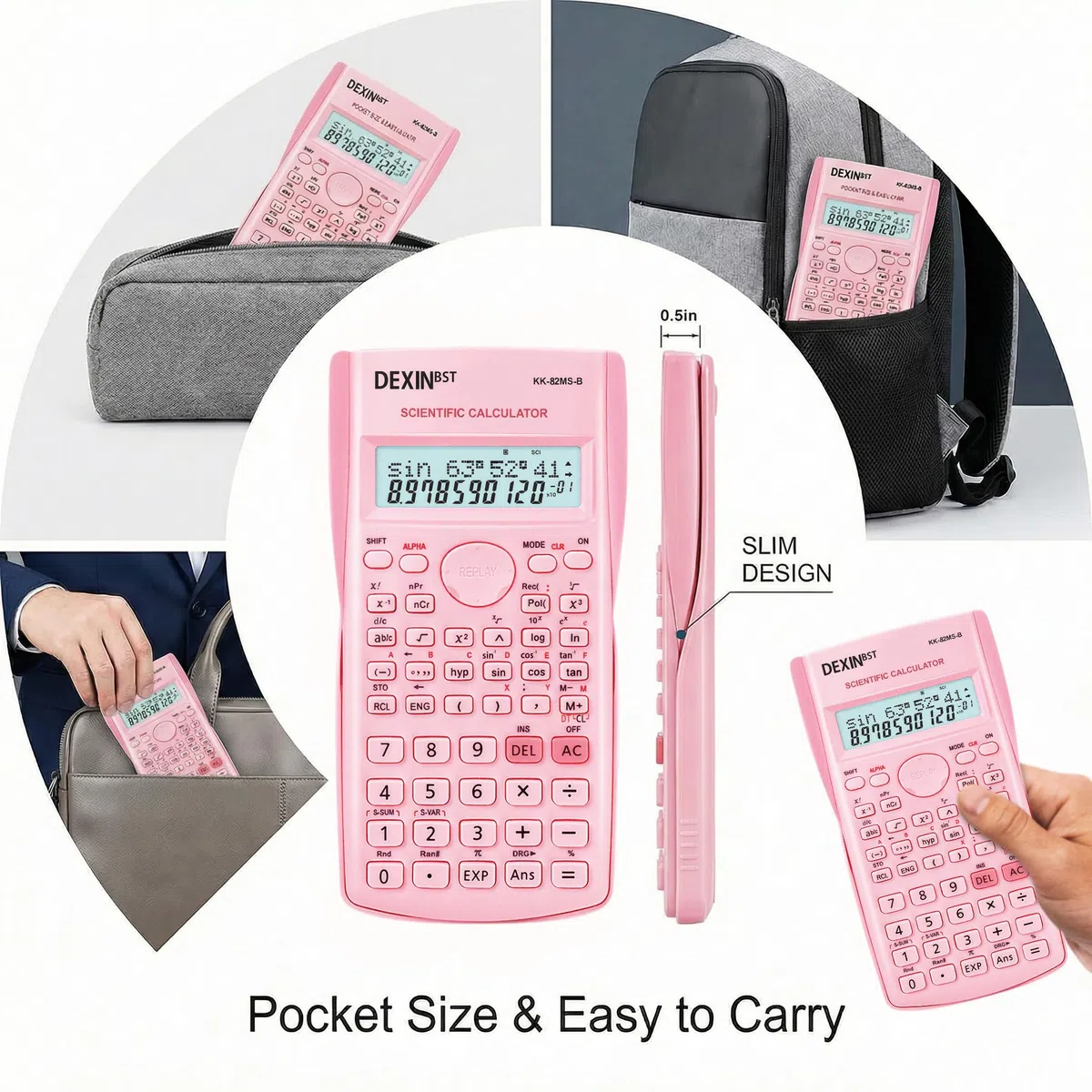 Paquete de 24 calculadoras sicíficas rosas para estudiantes, calculadora de ingeniería de 2 líneas a granel con batería LR44, ideal para álgebra, química, finanzas, construcción, oficina