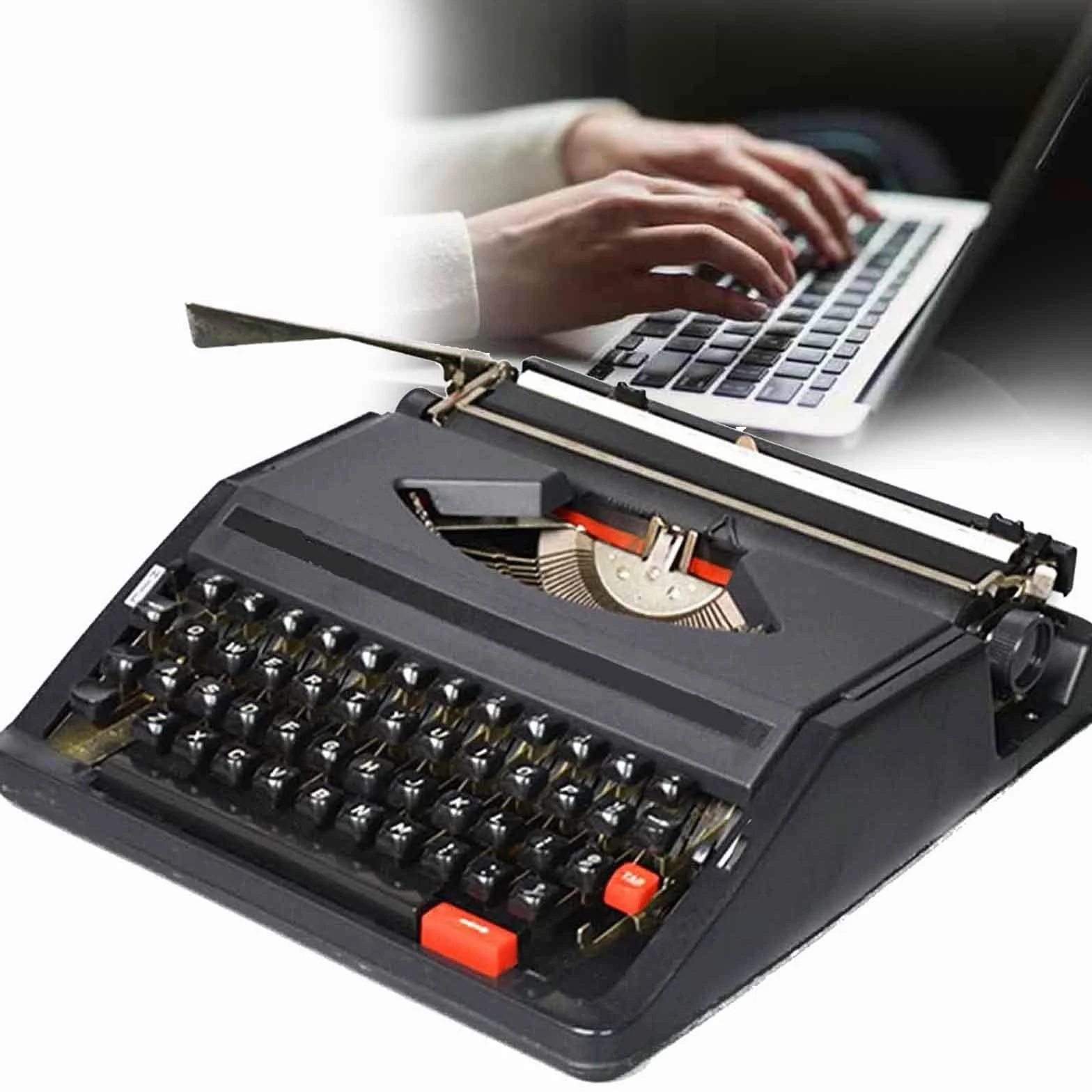 Máquina De Escribir Manual Retro Antigua, Máquina De Escribir Manual Portátil Tradicional, Máquina De Escribir para Un Flujo Nostálgico, Negro