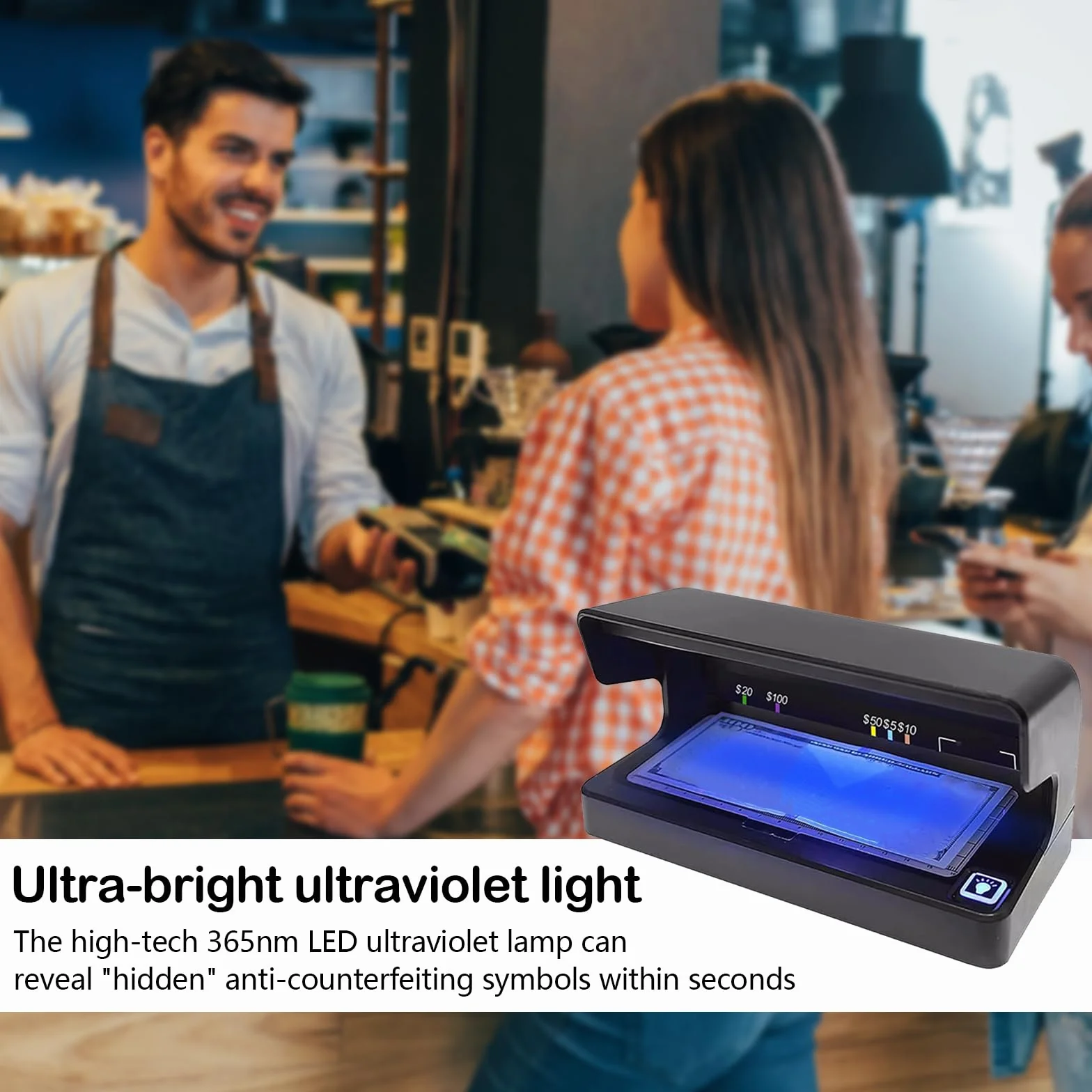 Detector de Billetes Falsos Luz UV 6W Portátil para Todo Tipo de Divisas