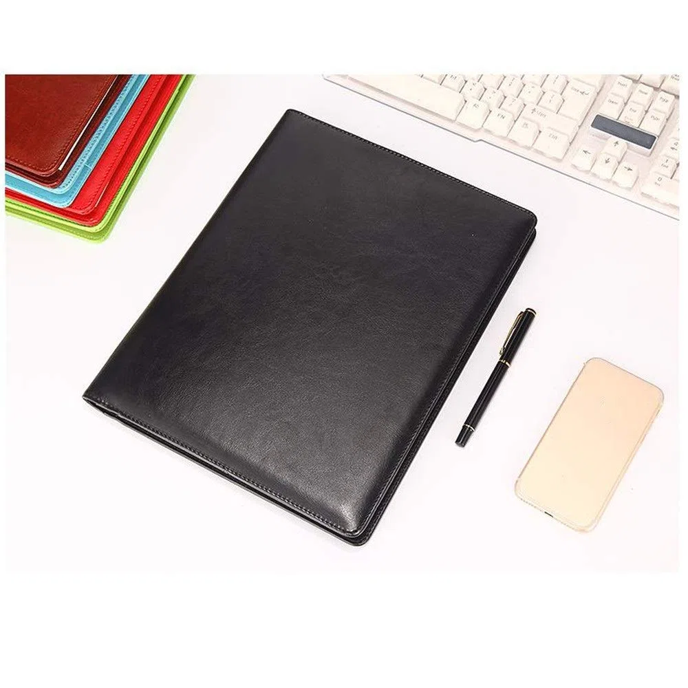 Carpeta de conferencias, multifunción, con calculadora, profesional, para entrevistas, currículum, organizador de archivos, bolsa de documentos de negocios (negro, 320 x 248 mm)