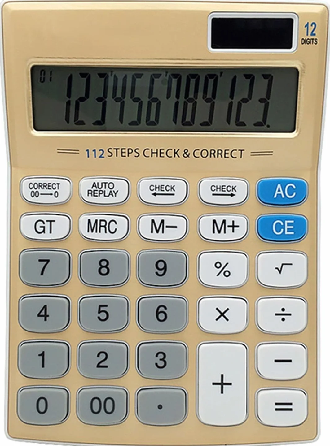 calculadora, Papelería de Examen electrónico Comercial Oficina con Fuente alimentación Dual Dorada