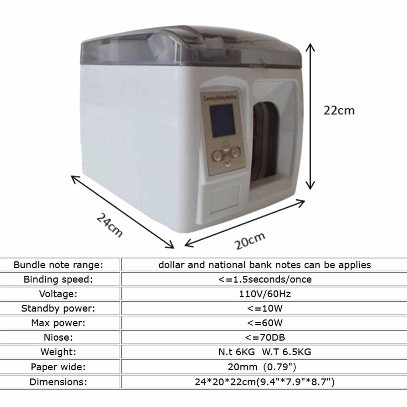 INTBUYING - Máquina de encuadernación de monedas, cinta de papel, máquina de embalaje inteligente de billetes de 110 V para empacar dinero