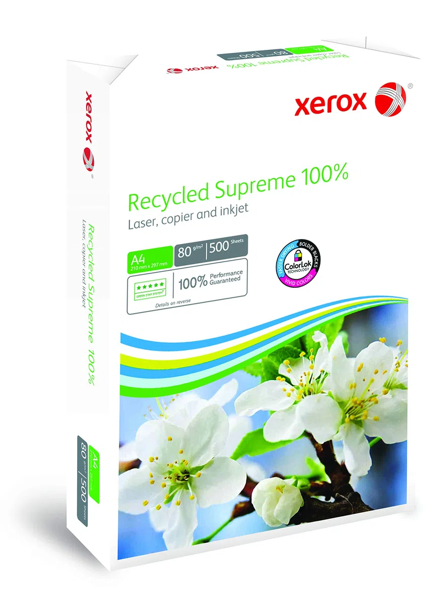 Xerox Recycled Supreme 100% - Papel reciclado premium blanco CIE 150-80 g/m² A4 - Caja de 5 x 500 hojas