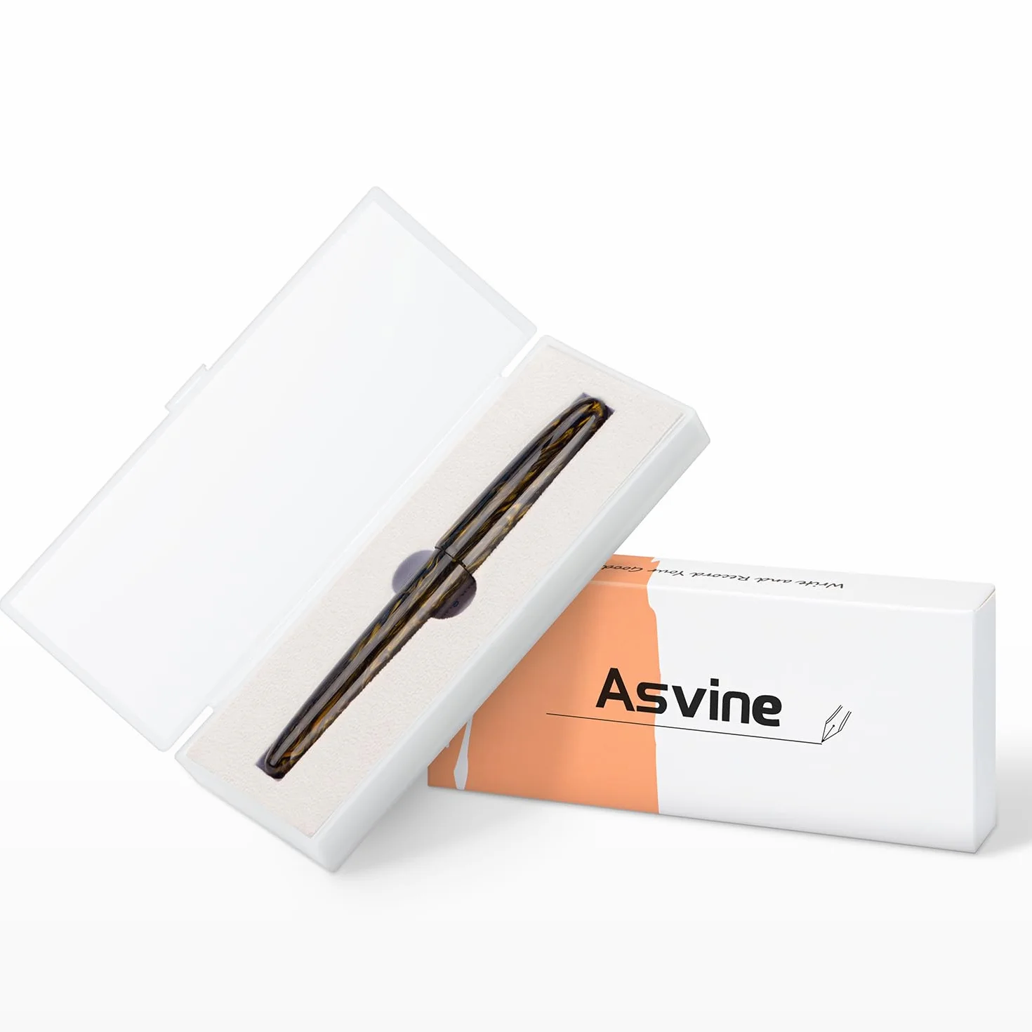 Asvine C80 Pluma estilográfica #8 de punta fina con estuche convertidor Marrón dorado