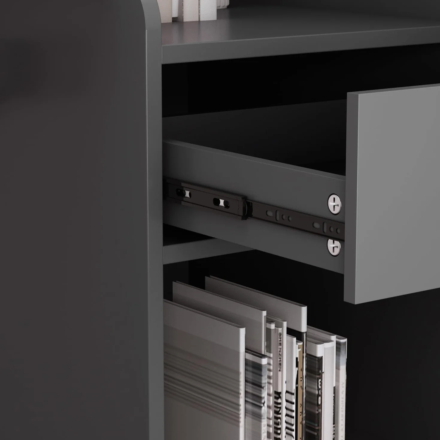 Mesa de Oficina Mueble Recepción Mostrador Basic MDF 40 x 121 x 110 CM Blanco y Negro