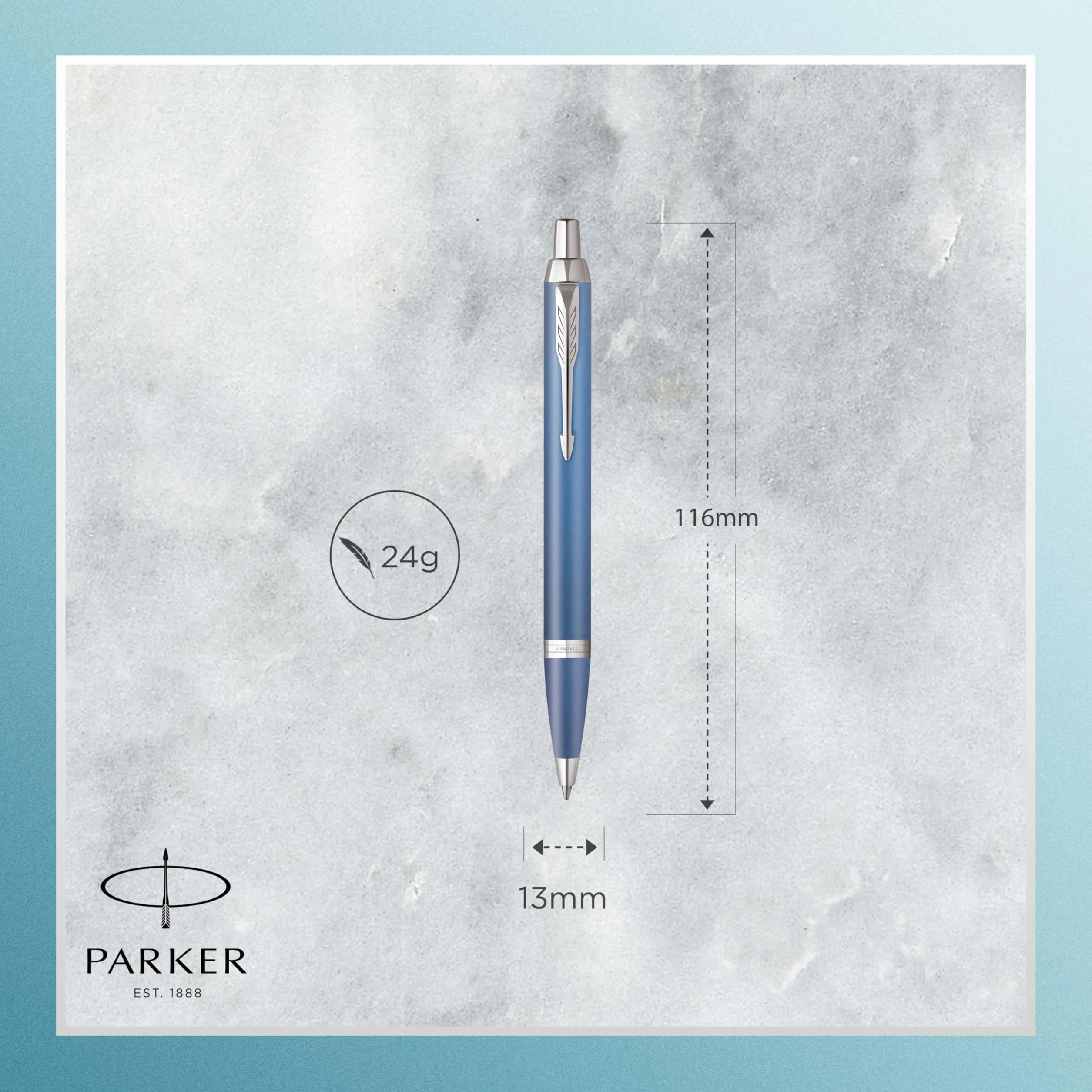 Parker IM Bolígrafo Writing Rituals | acabado Azul degradado con adornos cromados | punta media | tinta azul | estuche de regalo