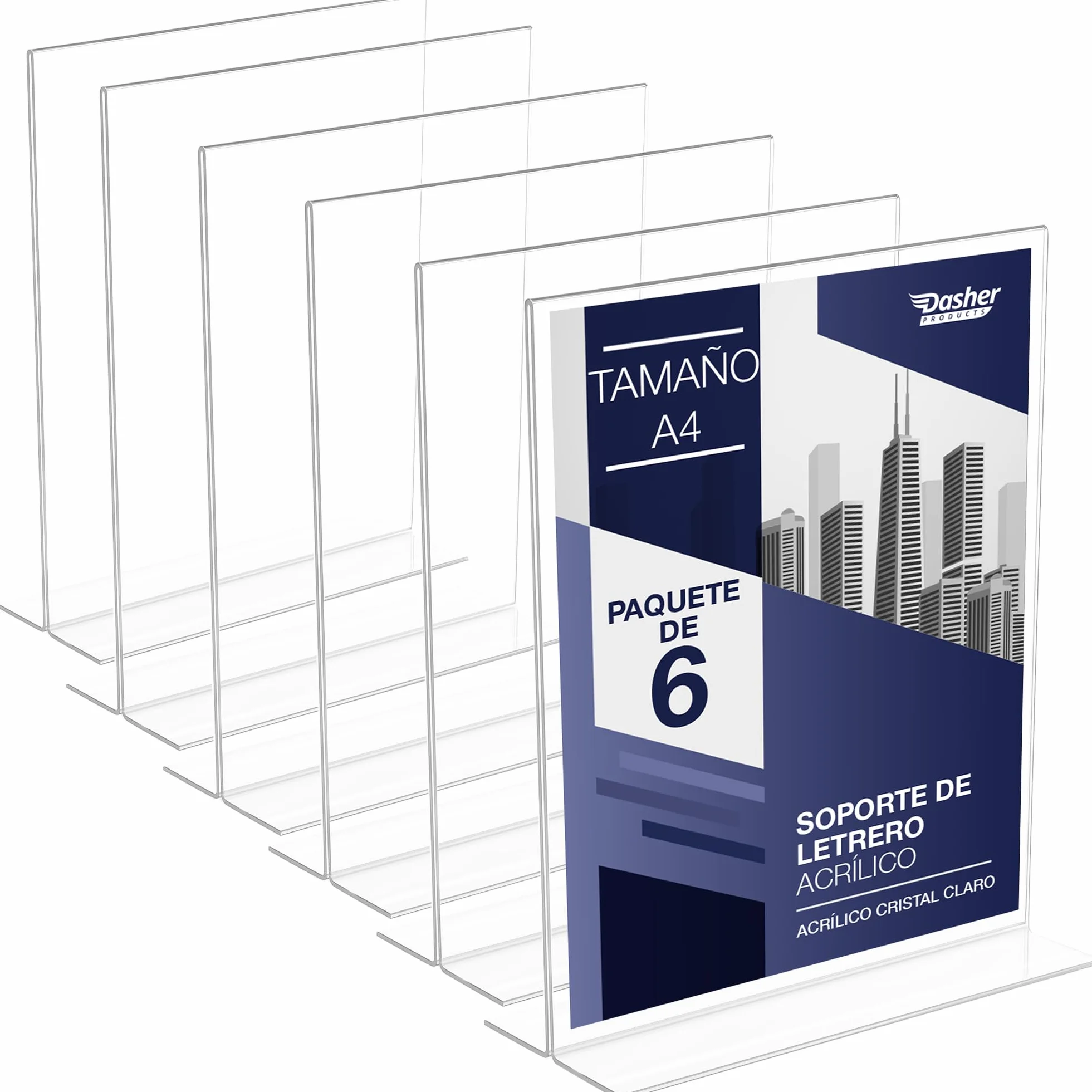 Soporte de letrero acrílico A4 – 6 Unidades, doble cara, marco de anuncios