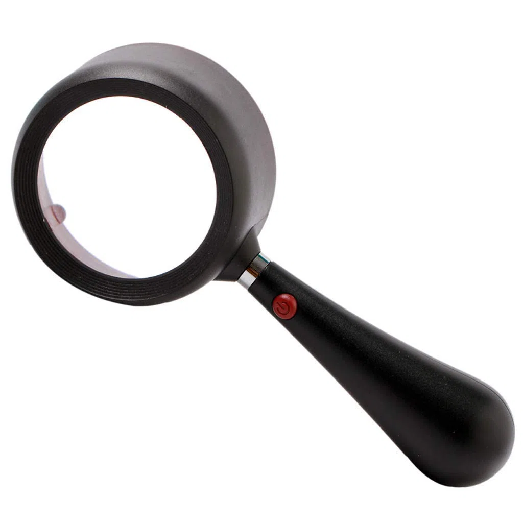 Lupas educativas para Pasatiempos, 2 lupas de Mano con luz LED, Lupa de Lectura, Lente sin distorsión de 20 x 77 mm para Personas Mayores, Baja visión, Libros, páginas, revistas, mapas/Negro