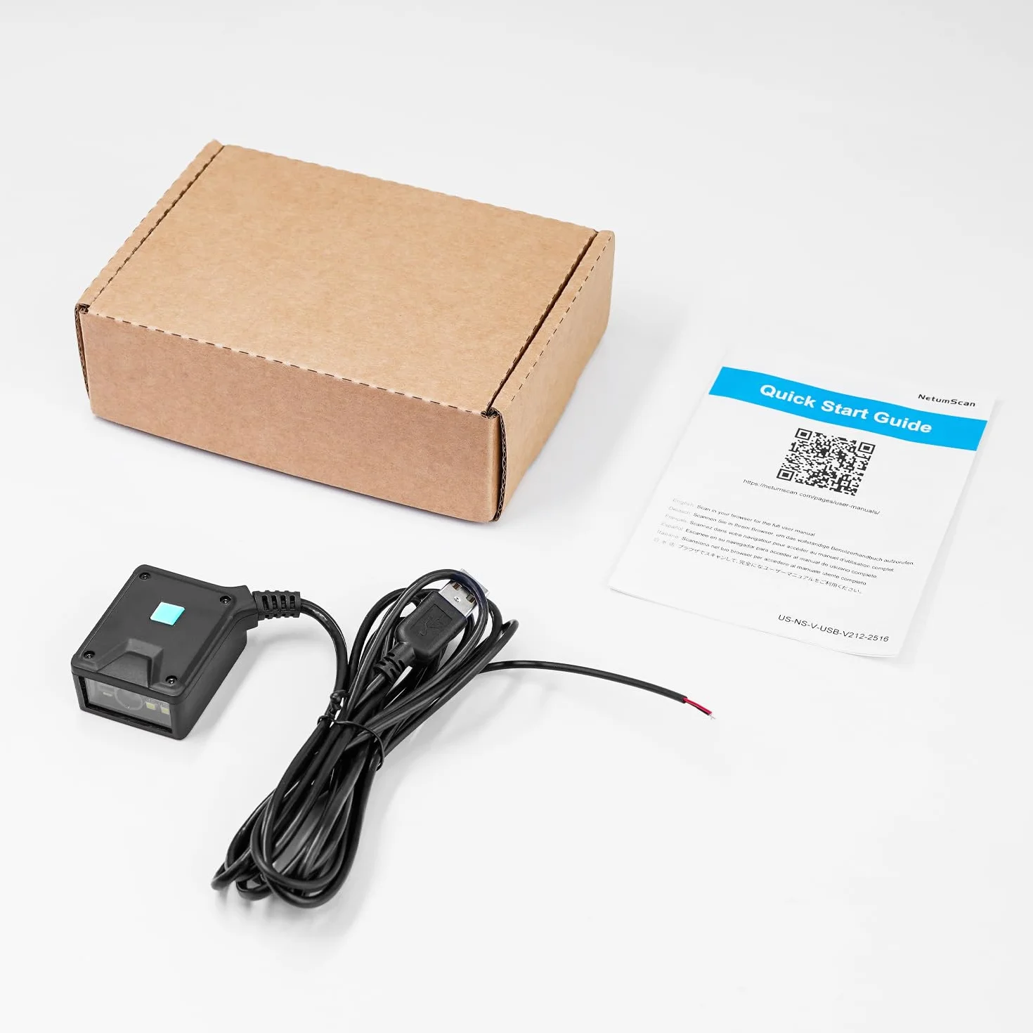 NetumScan - Escáner de códigos de barras 2D con soporte fijo Lector de códigos 1D/2D/QR de grado industrial con detección automática de inducción. Conector USB Adecuado para terminales de autoservicio