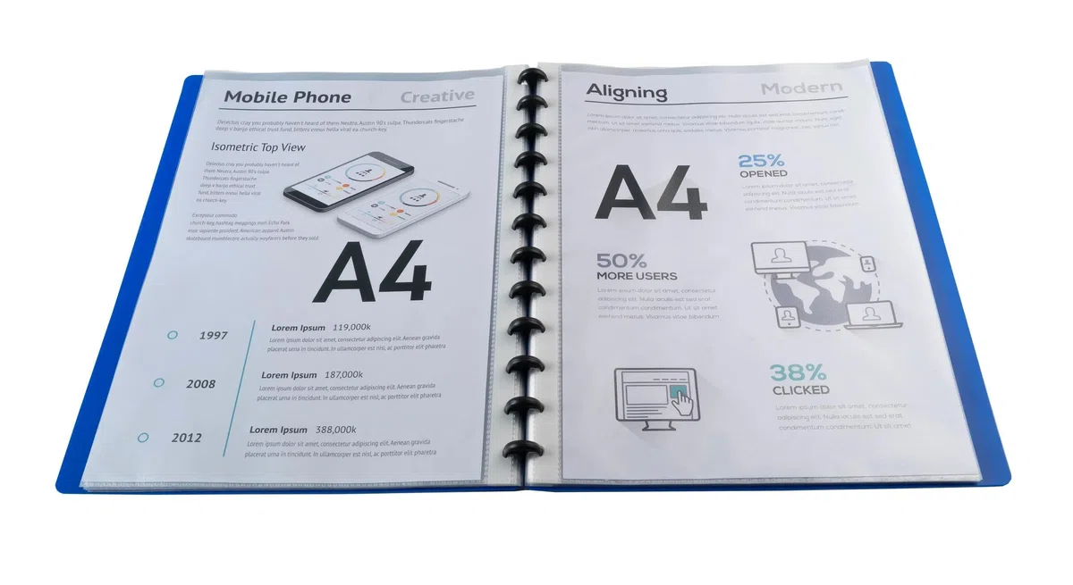 Exacompta - Ref. 86362E - Cartón de 4 protectores de documentos extraíbles con 30 fundas granuladas desmontables - 60 vistas - para A4 - Tamaño 24,5 x 31 cm - Tapa dura opaca - color azul