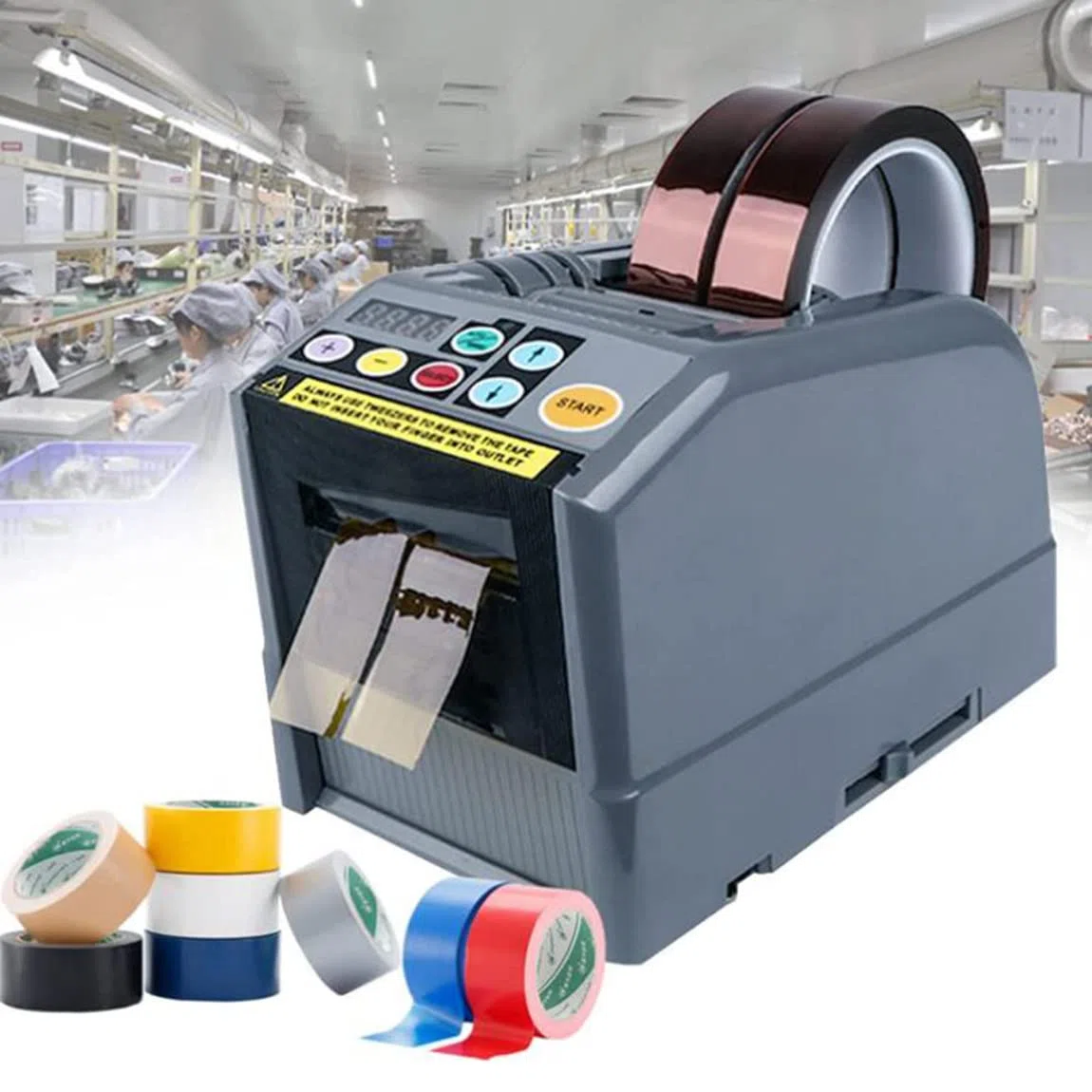 Dispensador de cinta eléctrica Modo dual automático/manualMáquina cortadora de pegamento de doble cara para cinta de acetato Película protectora Pegamento de alta temperatura Adhesivo de doble cara,