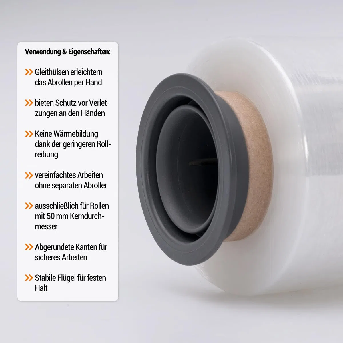 Verpacking - Film estirable 23 my transparente 500mm x 300m 6 rollos incl. fundas deslizantes film móvil resistente al desgarro film para paletas film para envolver