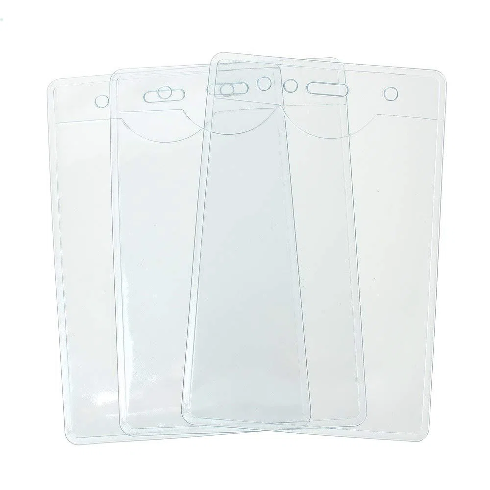 CKB Ltd 100x Event Clear Vertical del retrato ID Badge Card Plastic Pocket Holder Pouchs Poseedores de una Tarjeta de Identificación 12.5 x 8cm Transparente Cartera del PVC