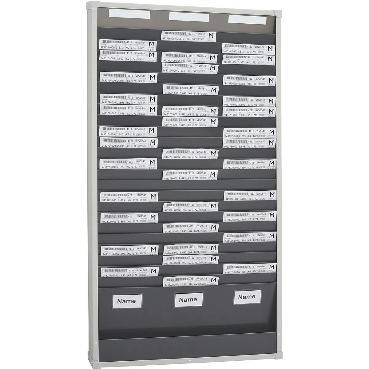 Panel modular clasificador para documentos, 25 compartimentos, altura 1350 mm, con 3 hileras.