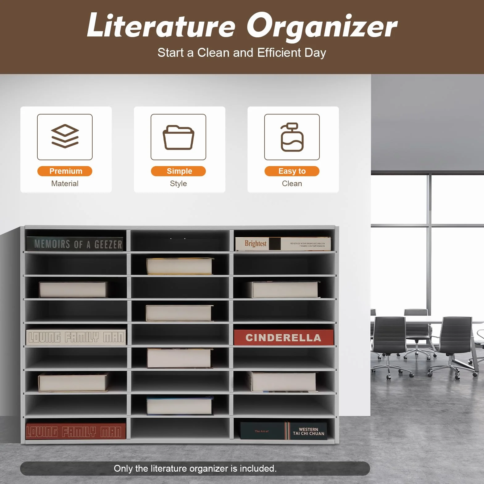 Organizador de documentos de escritorio con 27 compartimentos, almacenamiento de PVC para archivos A4, 80 x 30,7 x 55,1 cm