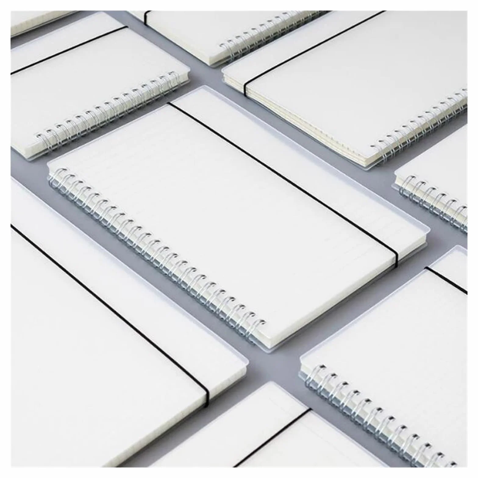 Cuaderno Espiral Cuaderno de notas con correa, libreta, cuaderno, agenda, cuadrícula, puntos, papel blanco transparente, tamaño A4/B5/A5/A6(Horizontal line,A4 21.2x29cm)