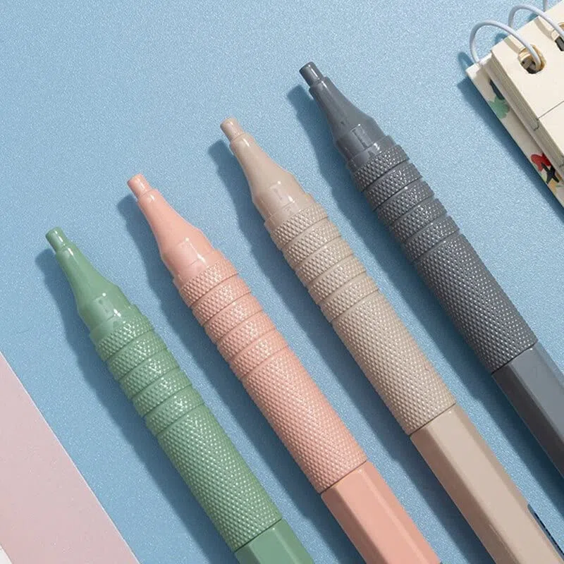 Lápiz automático de Metal (1 Unidad). No se rompe fácilmente. Mina de 0,5 mm. para Estudiantes. Lápiz automático de presión para Dibujo y bocetos con Borrador (Verde) (Rosa).