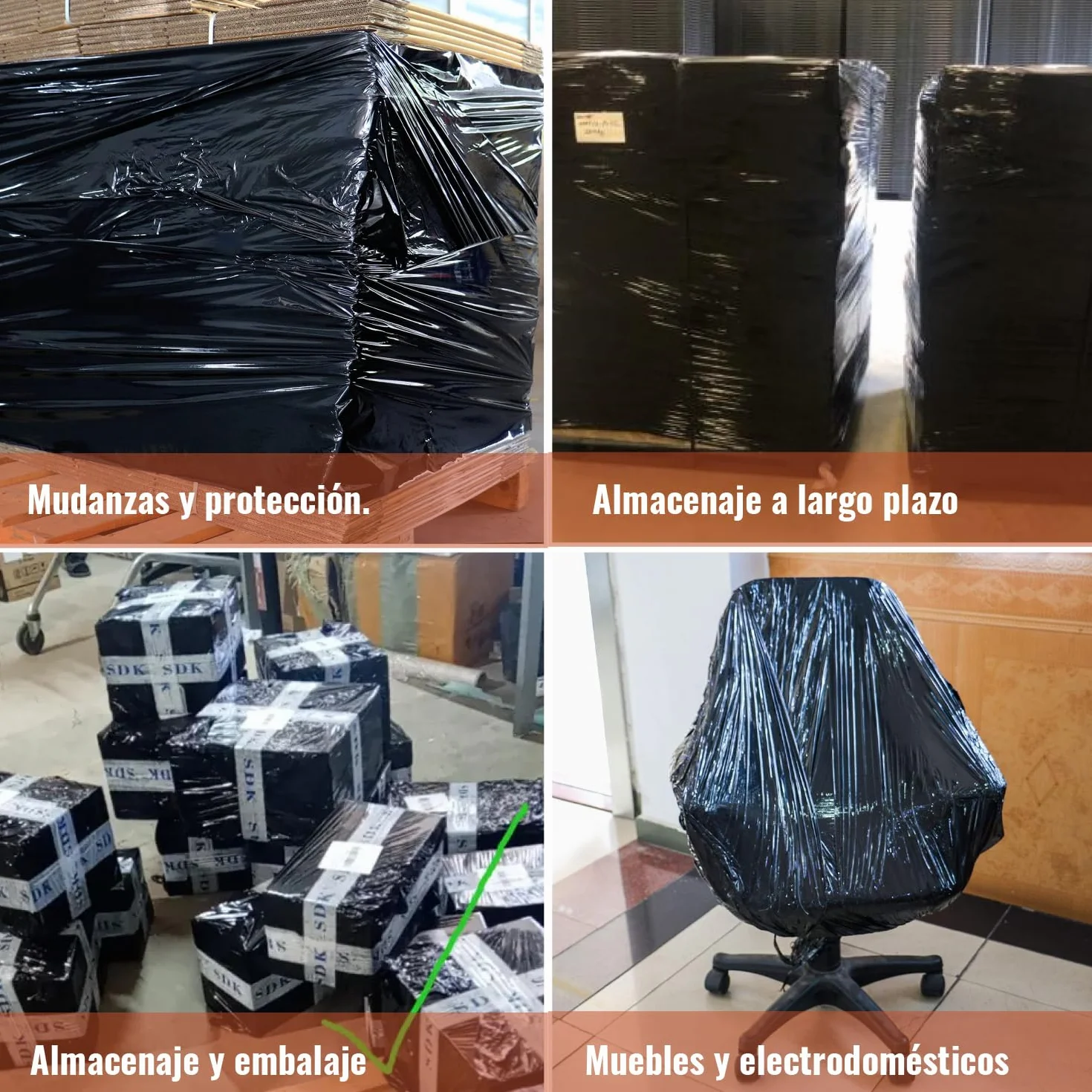 Film Embalaje Negro 1.4kg 5 Rollo 50 cm 23 Micras de Espesor