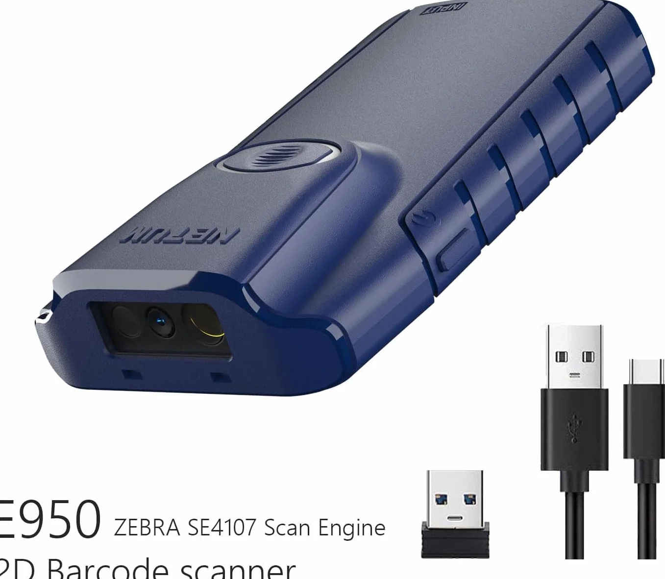 NETUM E950 Escáner de código de Barras 2D Bluetooth, 3 en 1 Lector de código de Barras QR portátil pequeño Automático Clip Trasero inalámbrico Trabajo con Tableta iOS Android Windows MacOS