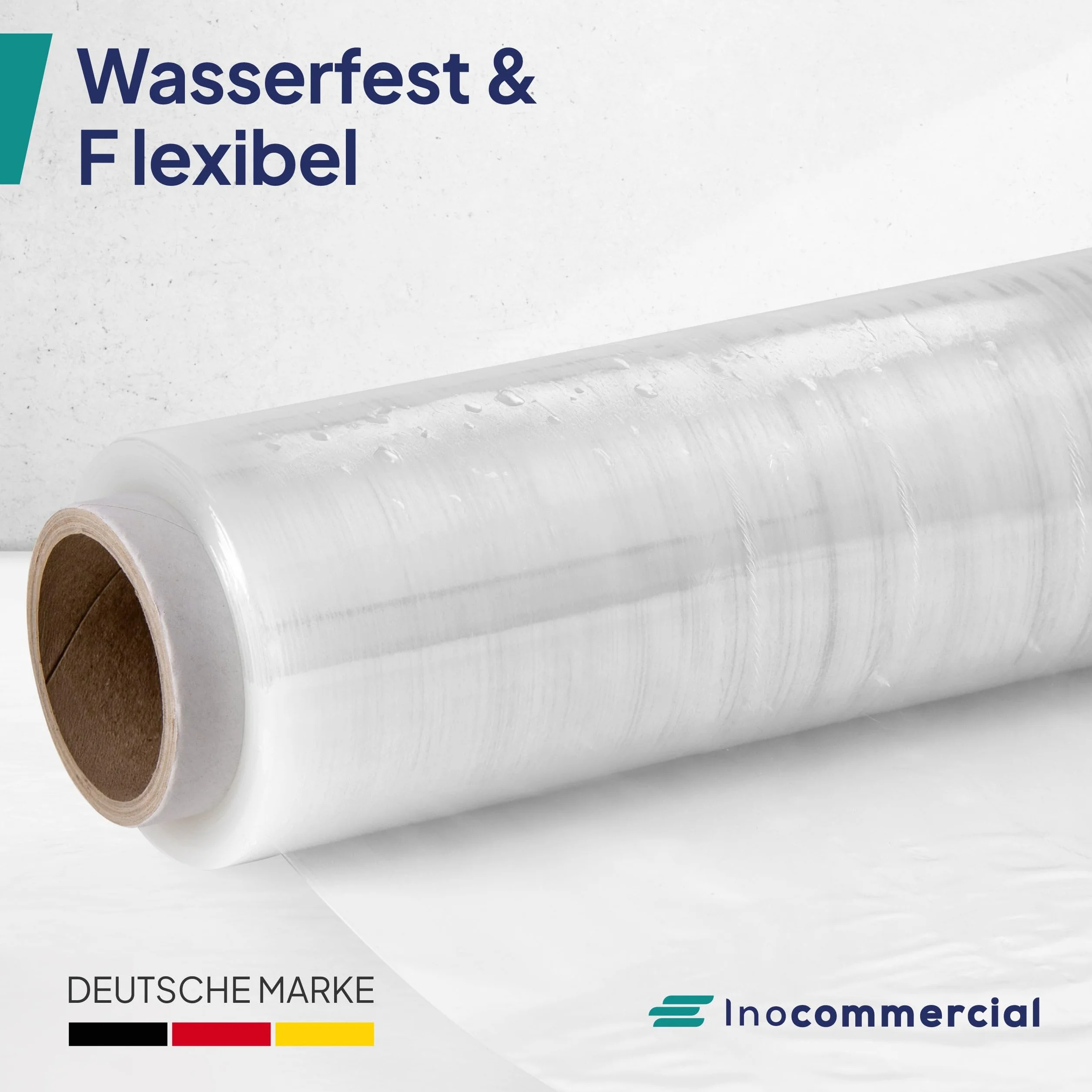 Inoverse Film elástico transparente para envolver muebles y mudanzas, lámina para palés, lámina elástica a mano, rollo de lámina elástica, material de embalaje, 50 cm/2,5 kg, 6 rollos