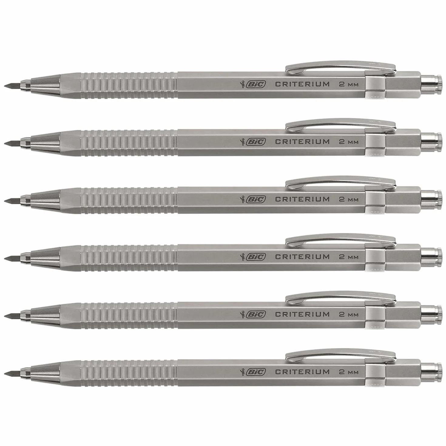 BIC CRITERIUM Luxe Silver HB - Juego de 6 puertas de minas recargables (2 mm)