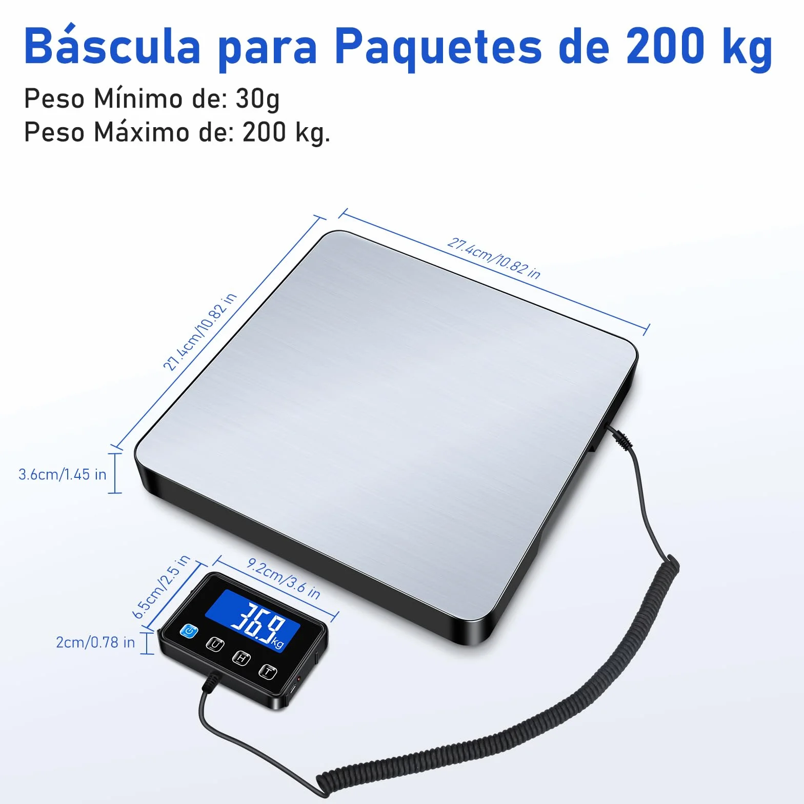 Bascula Industrial 200 kg / 10 g con Pantalla LCD para Equipaje y Almacén