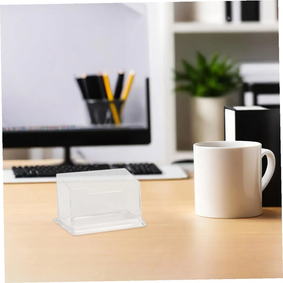 Vitrina para Tarjetas de Visita Transparente Abs 10 Piezas | Minimalista, Mantenimiento Sencillo, para Reuniones y Espacios Profesionales