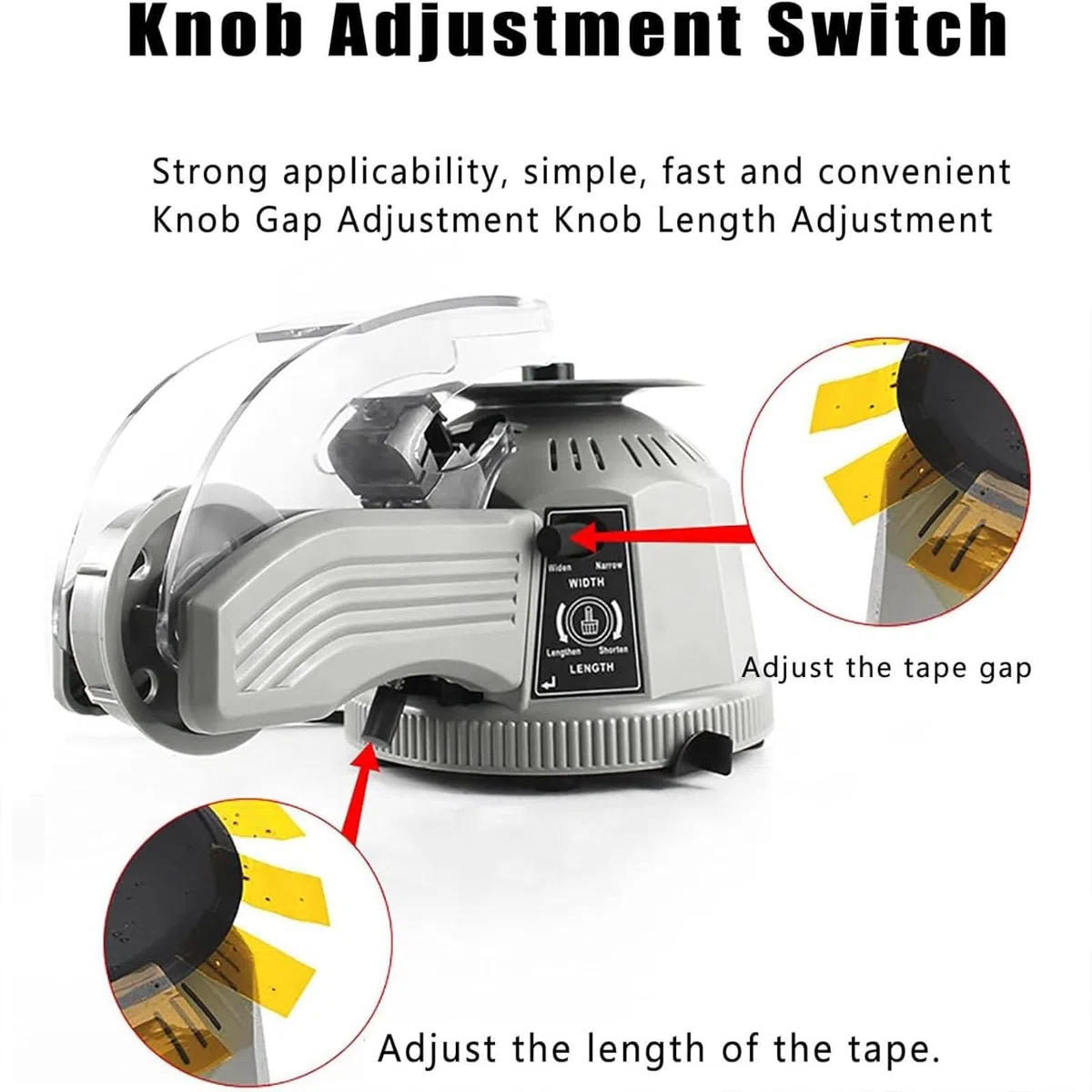 Dispensador automático de cinta, máquina de corte eléctrica adhesiva con parada automática, para almacenes y escuelas, se adapta a longitud de corte de 11 a 58 mm, ancho de cinta de 3 a 22 mm