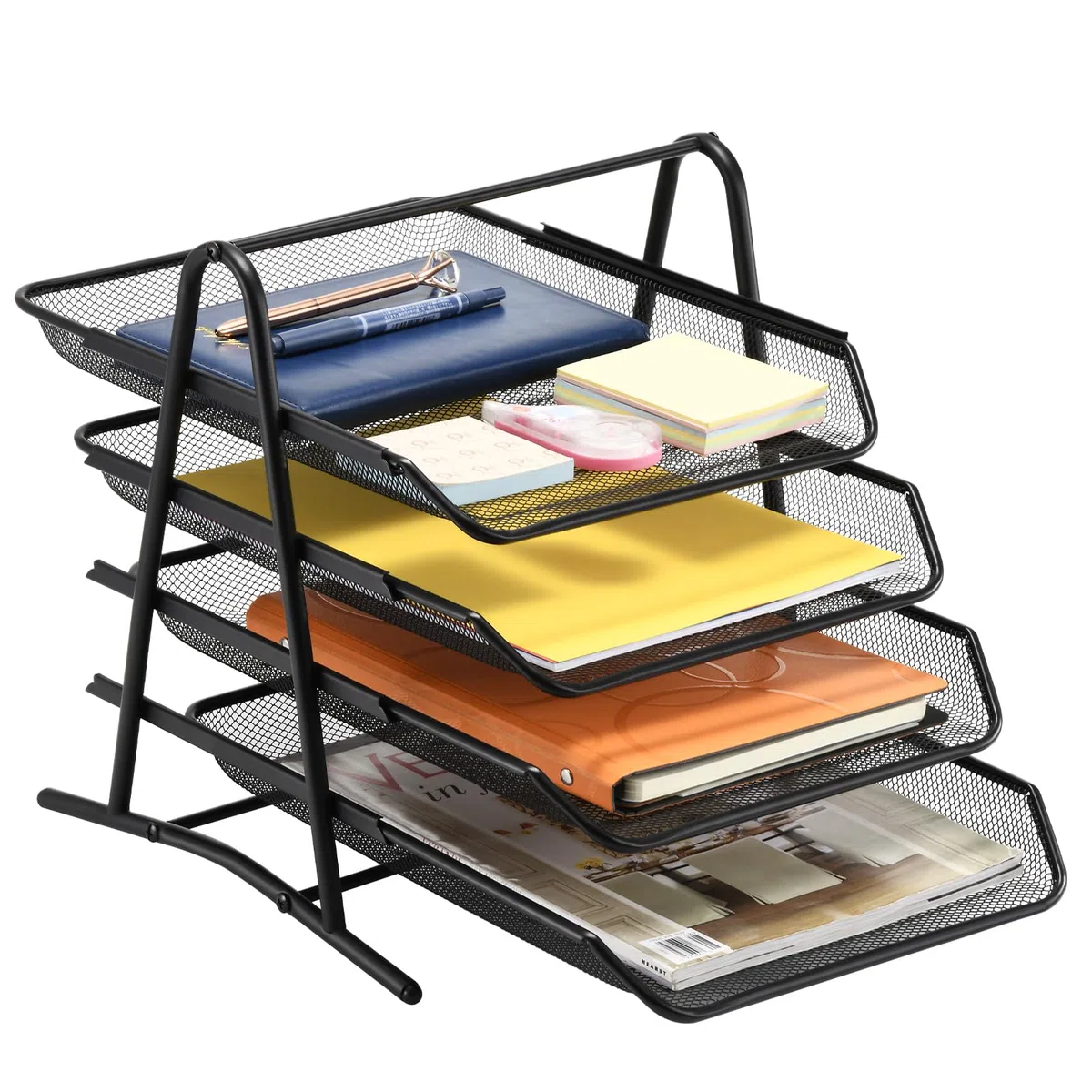 Marbrasse Organizador Escritorio de Bandeja, Papel Apilable Bandejas,para Oficina Organizador de Archivos de Escritorio(Negro)