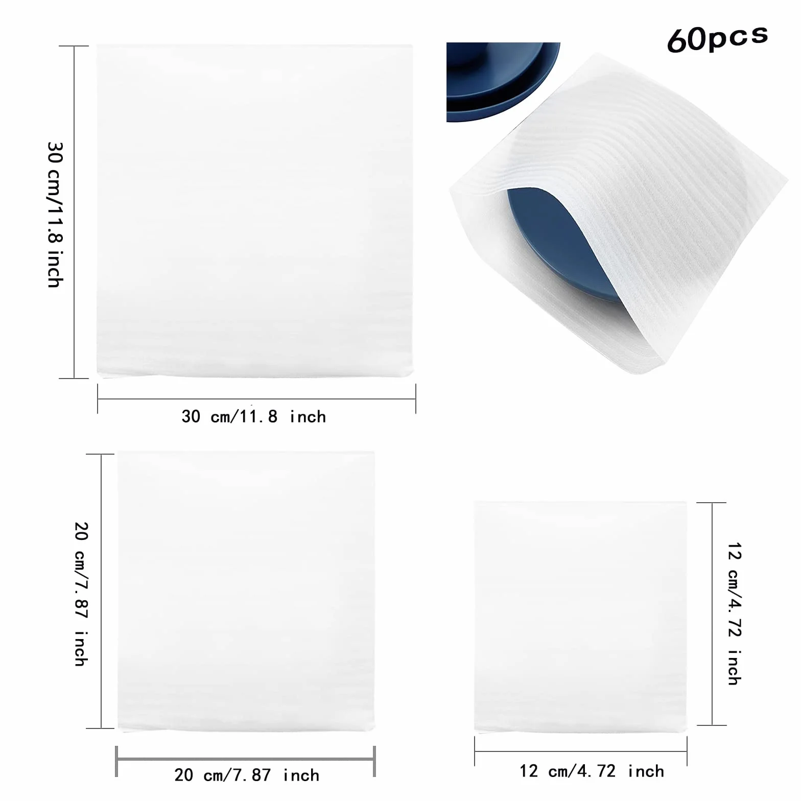 60 Piezas De PláStico Burbujas Embalaje Espuma PláStico Burbujas Material De Embalaje Hoja De Espuma Para Almacenamiento De Platos De Mudanza Vidrio, Muebles, Porcelana Y Vajilla (3 TamañOs)