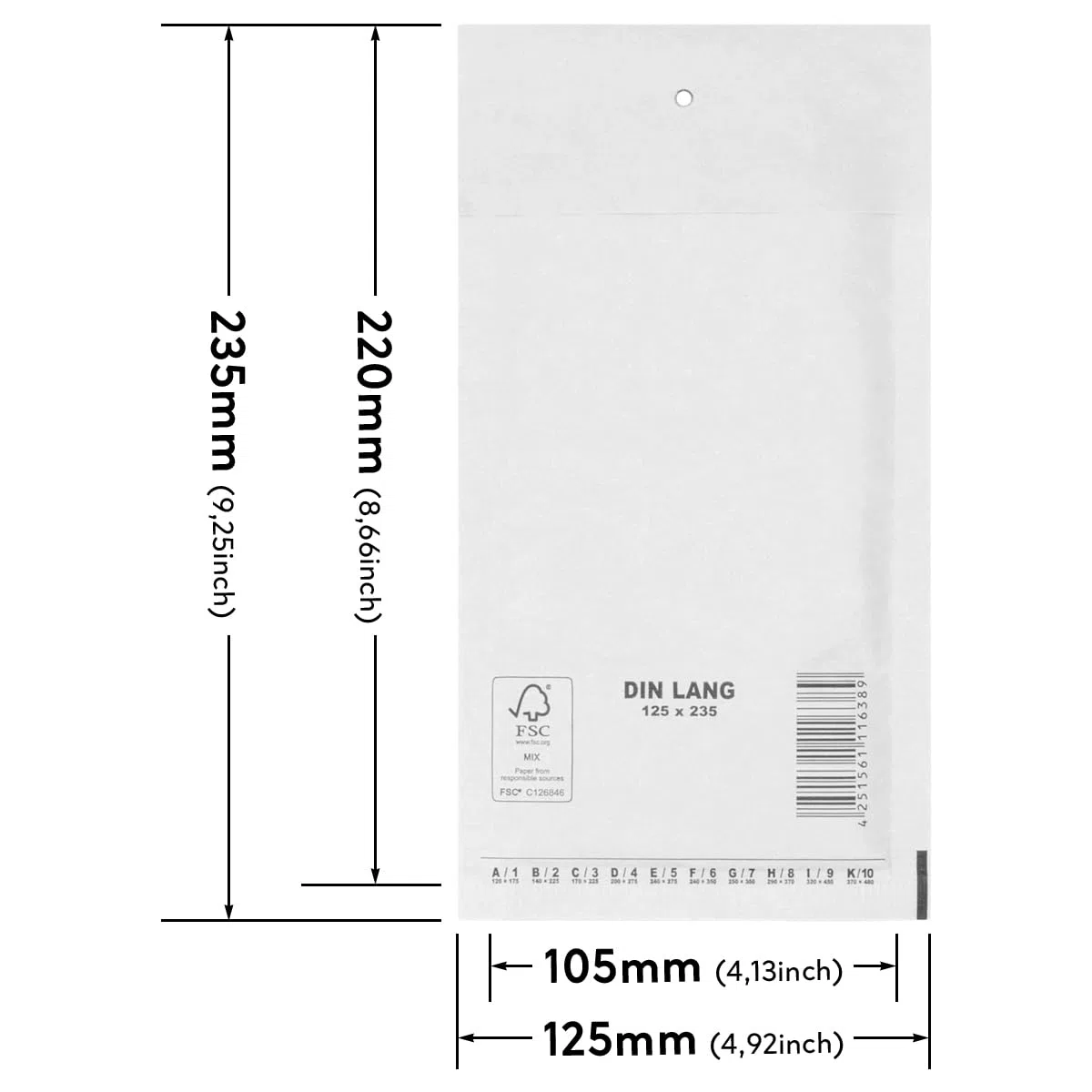 verpacking sobres burbuja 125x235 mm DIN largo sobres blancos - sobre burbuja sobres acolchados autoadhesivos 50 unidades