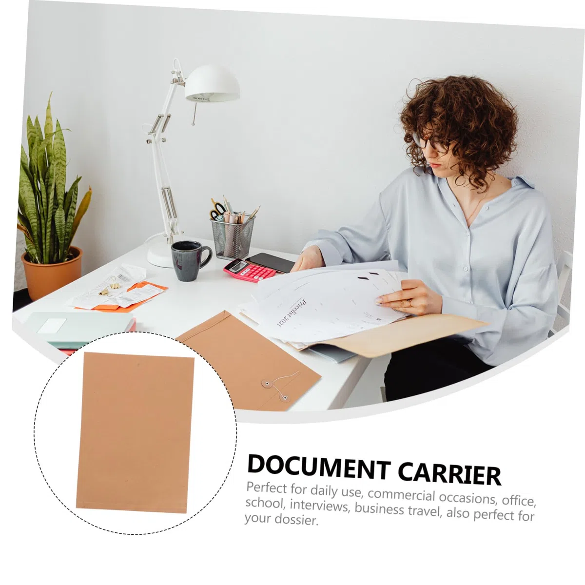 25 piezas Carpeta de Papel Kraft con Cierre Botón Portadocumentos Carta para Oficina y Negocios Bolsa Organizadora Ligera para Almacenamiento de Archivos