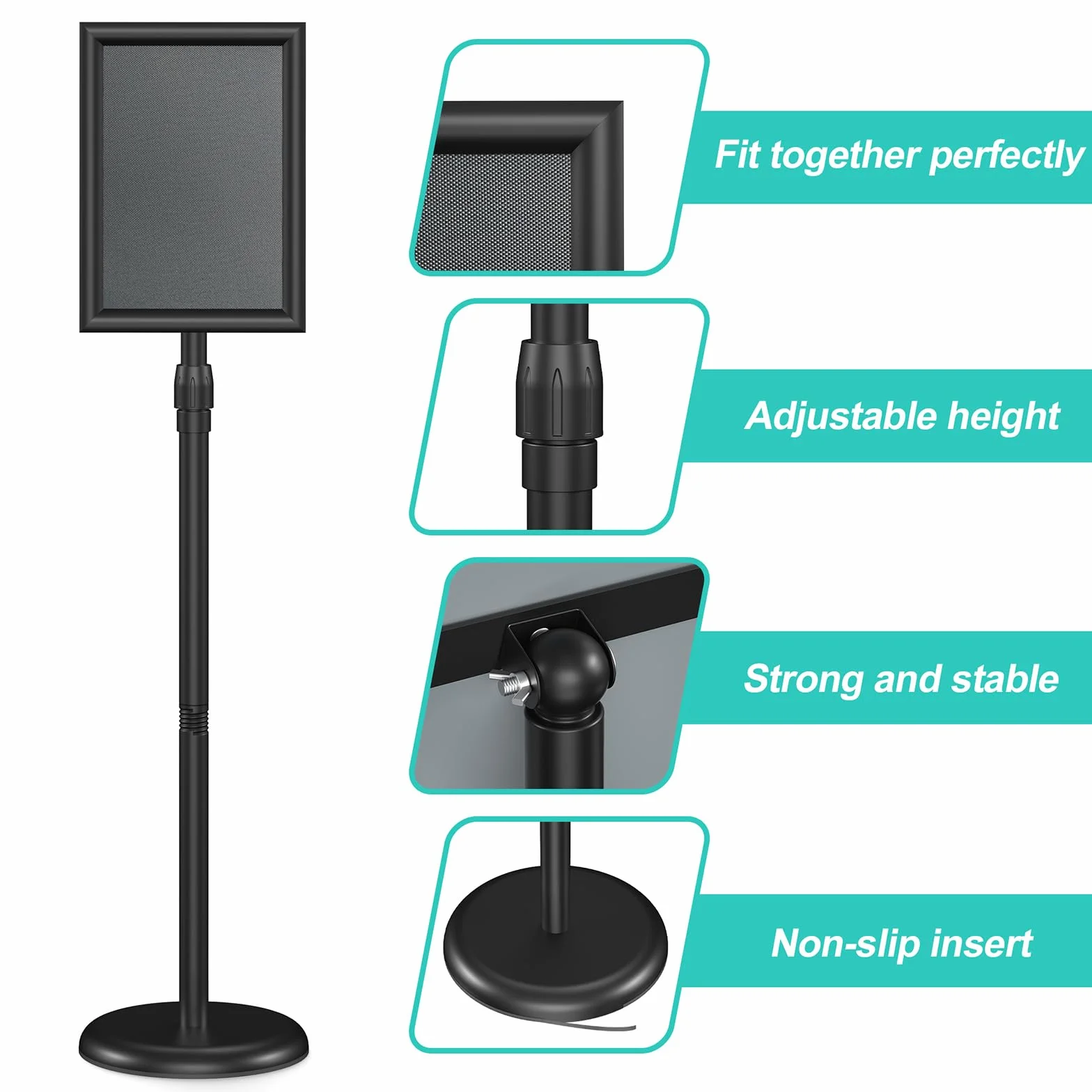 Soporte para Carteles Acero Inoxidable Ajustable 91-124 cm A4