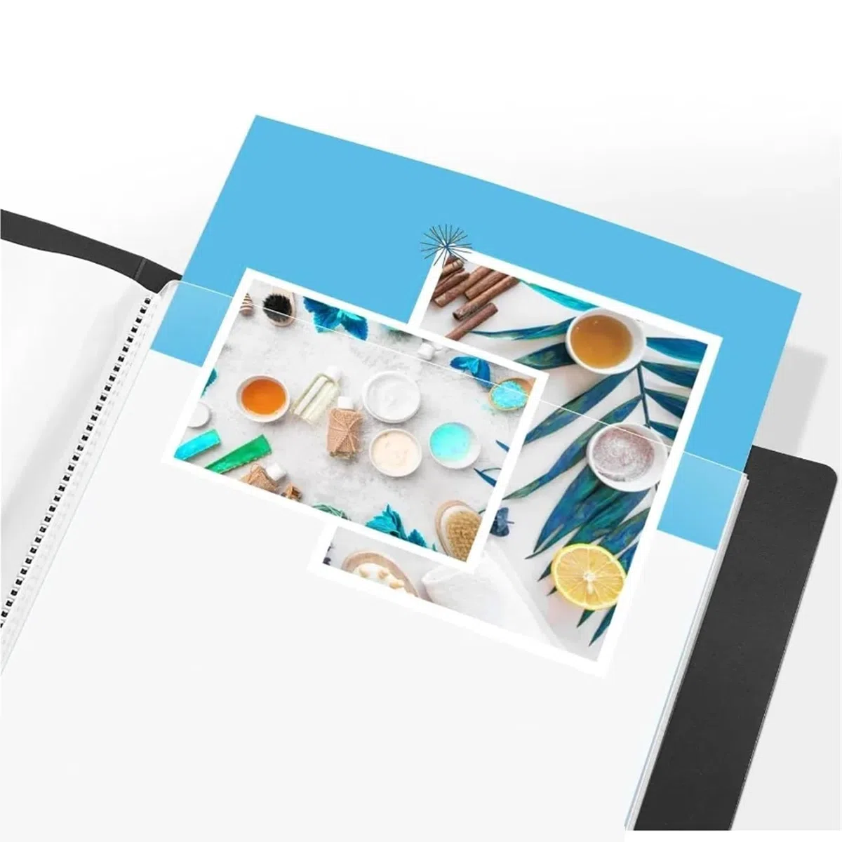Carpeta de 30 bolsillos con fundas plástico, carpeta portafolio arte resistente 8,5x11 pulgadas protectores hojas transparentes, presentación 60 páginas, 2 uds para Oficina,Colección