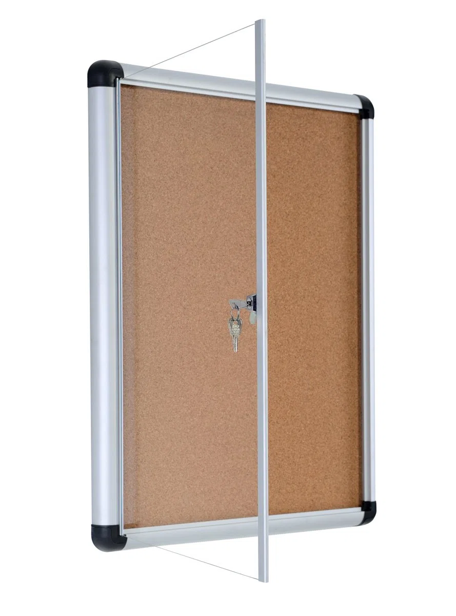 Bi-Office Enclore Extra - Vitrina de Interior de Corcho con Puerta de Acrílico y Cerradura, 723 x 984mm - 9x A4
