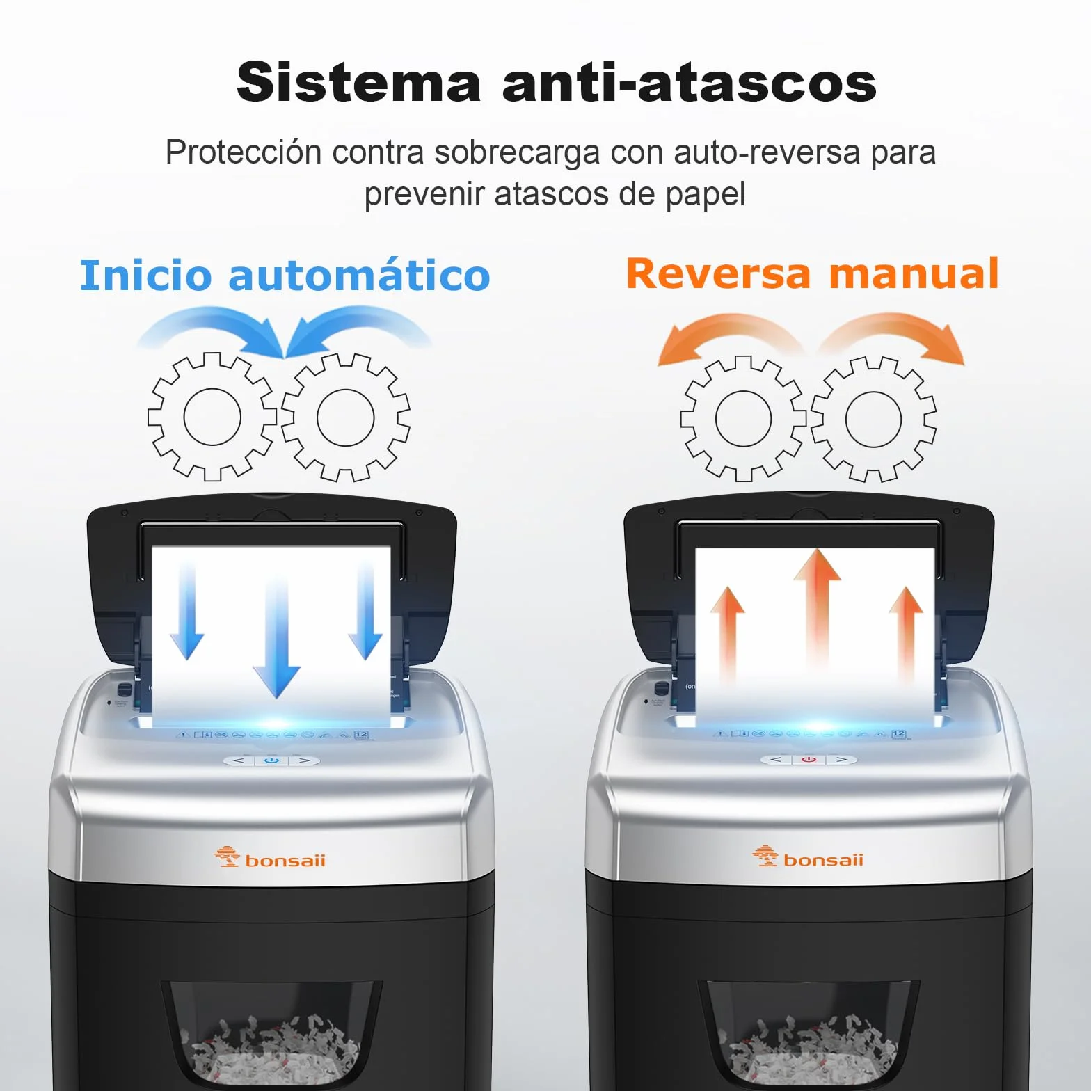 Bonsaii Trituradora de Documentos 120 Hojas con Alimentación Automática, Corte en Microcorte P-4, Equipada con un Contenedor de 23 litros y 4 Ruedas (C233-B)