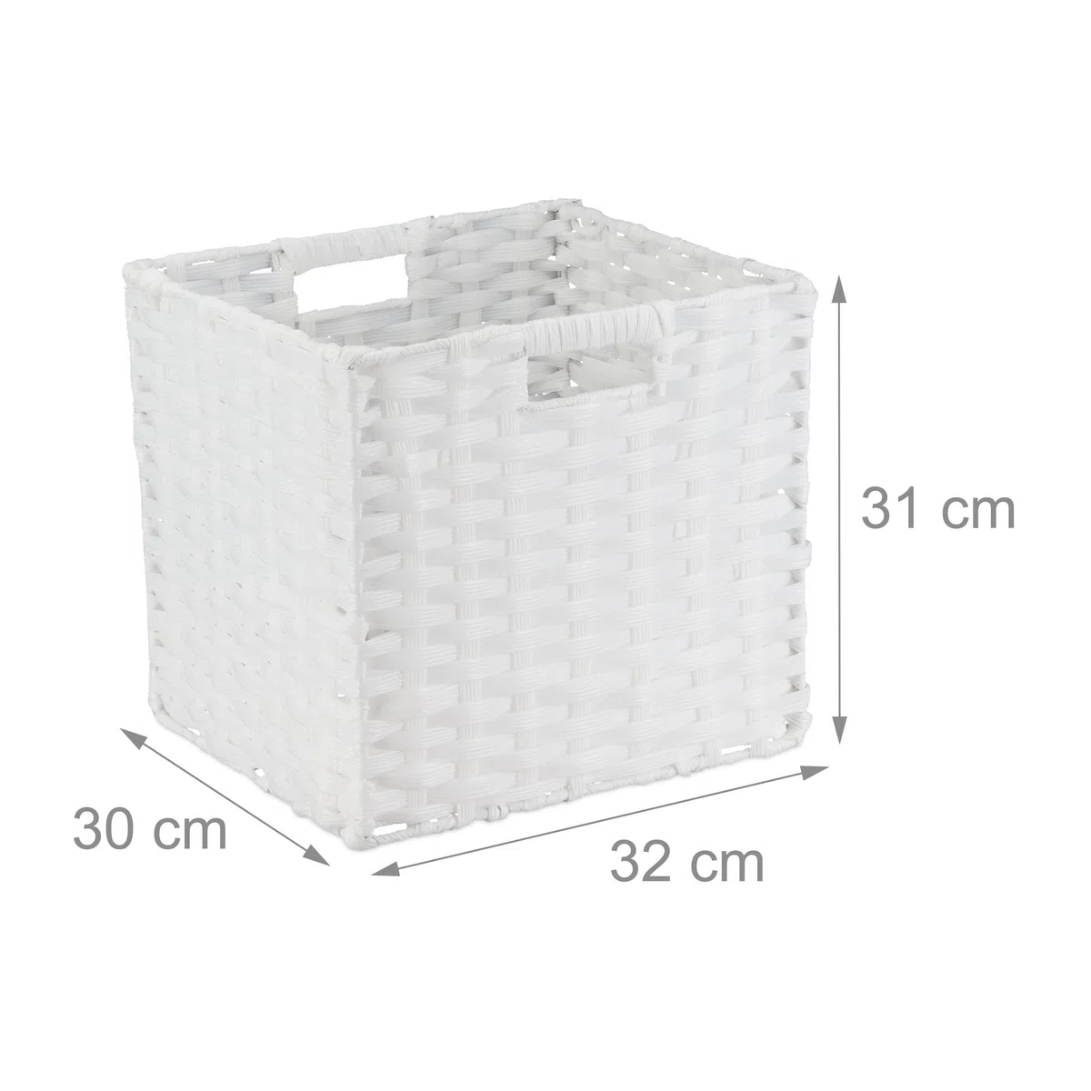 2 Cajas de Almacenaje, Cestos Cuadrados para Baño o Habitación Infantil, Trenzado, 31x32x30 cm, Blanco