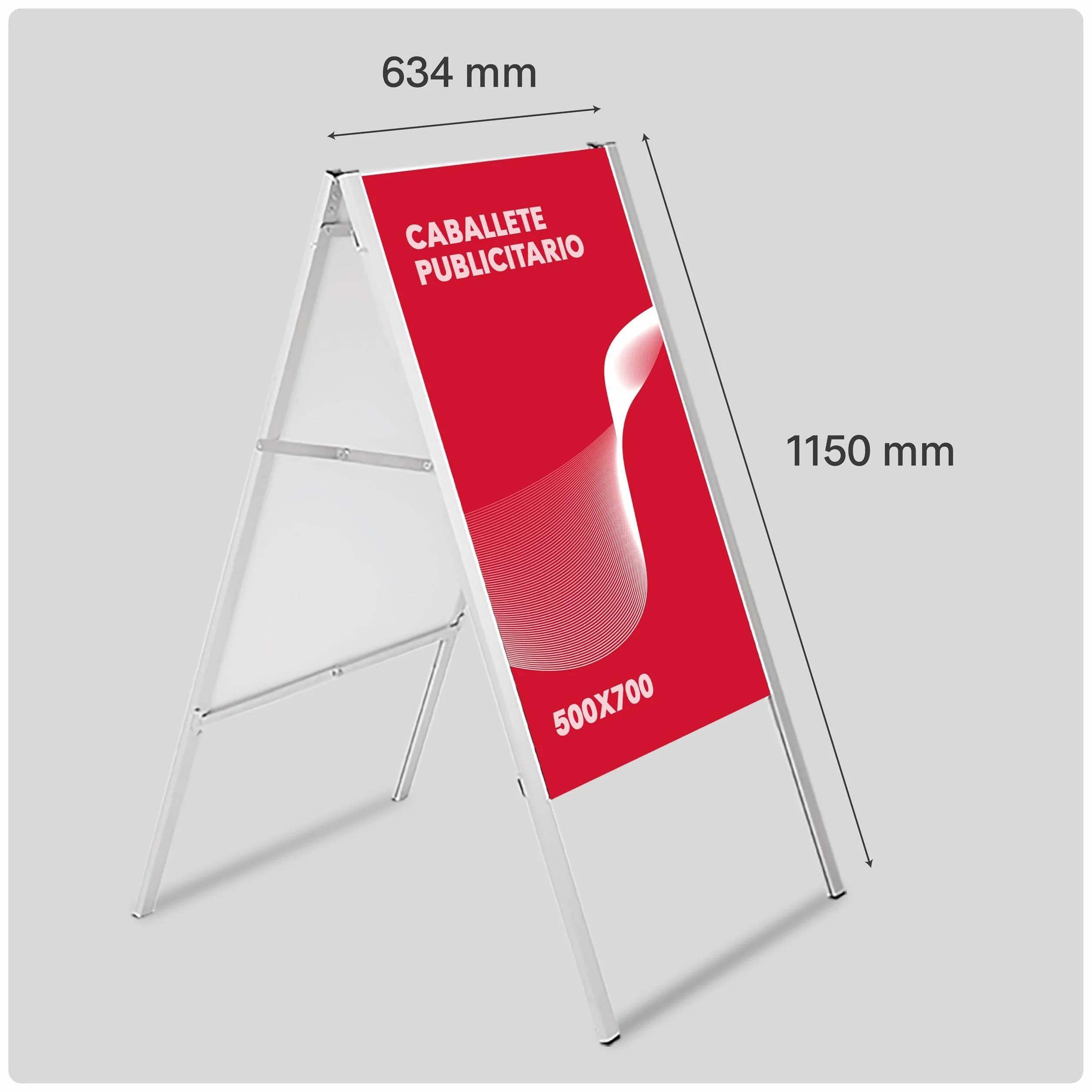 Caballete Publicitario Plegable 500x700 mm | Expositor Porta Carteles de Aluminio Doble Cara | Soporte Publicitario Ligero y Plegable para Anuncios, Ofertas y Menús