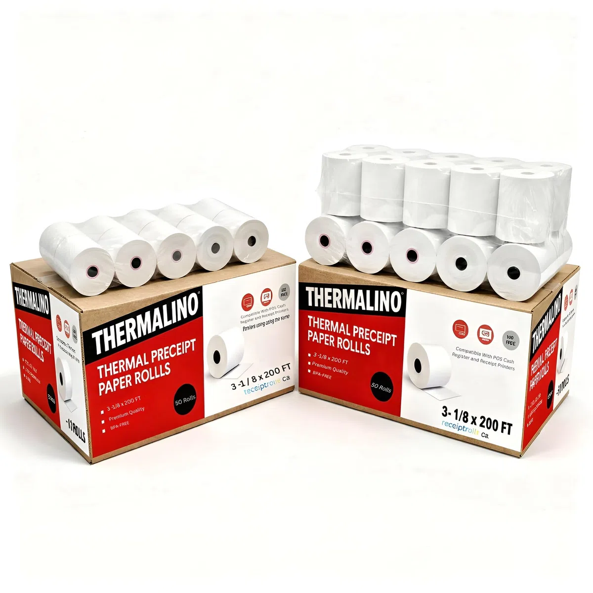 (40 rollos) rollos de papel térmico para recibos sin BPA de 3 1/8 pulgadas x 200 pies (70 mm), se adapta a todos los Clover, Square Terminal, Epson, Star TSP100III, cajas registradoras, sistemas POS