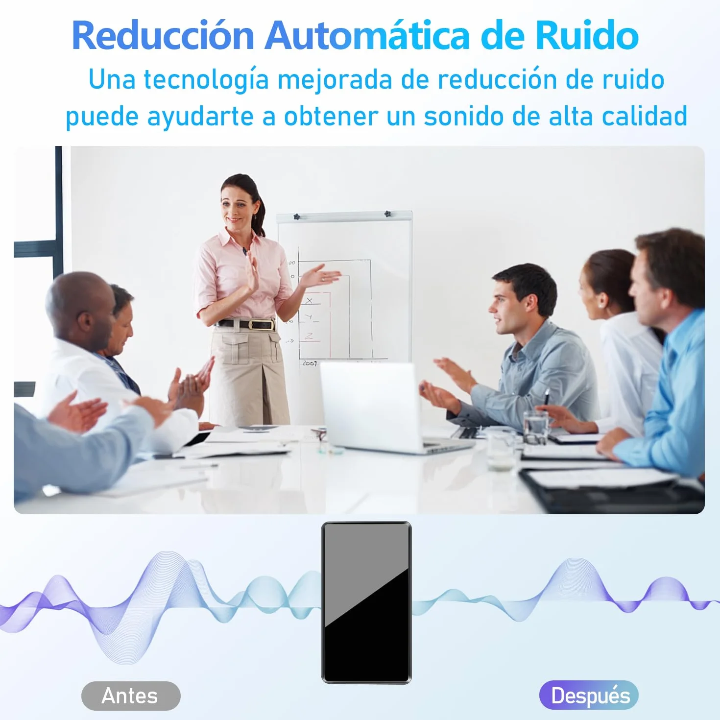 Grabadora de Voz Mini 64 GB Activación Vocal Recargable USB para Reuniones